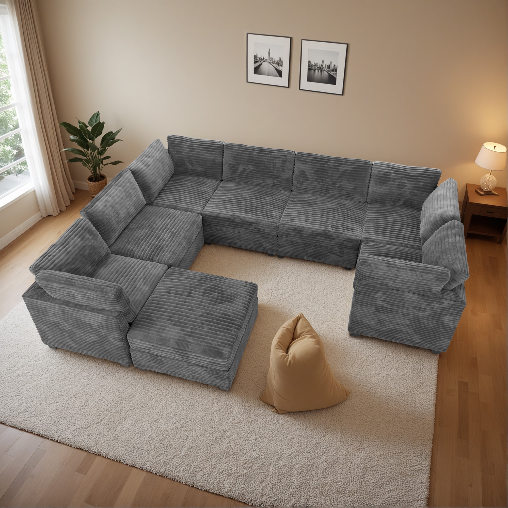 ALTRIGUS 6L-YOYO910-81-AL 130.72-in Modern Gray Plush 6+ -seater Sectional