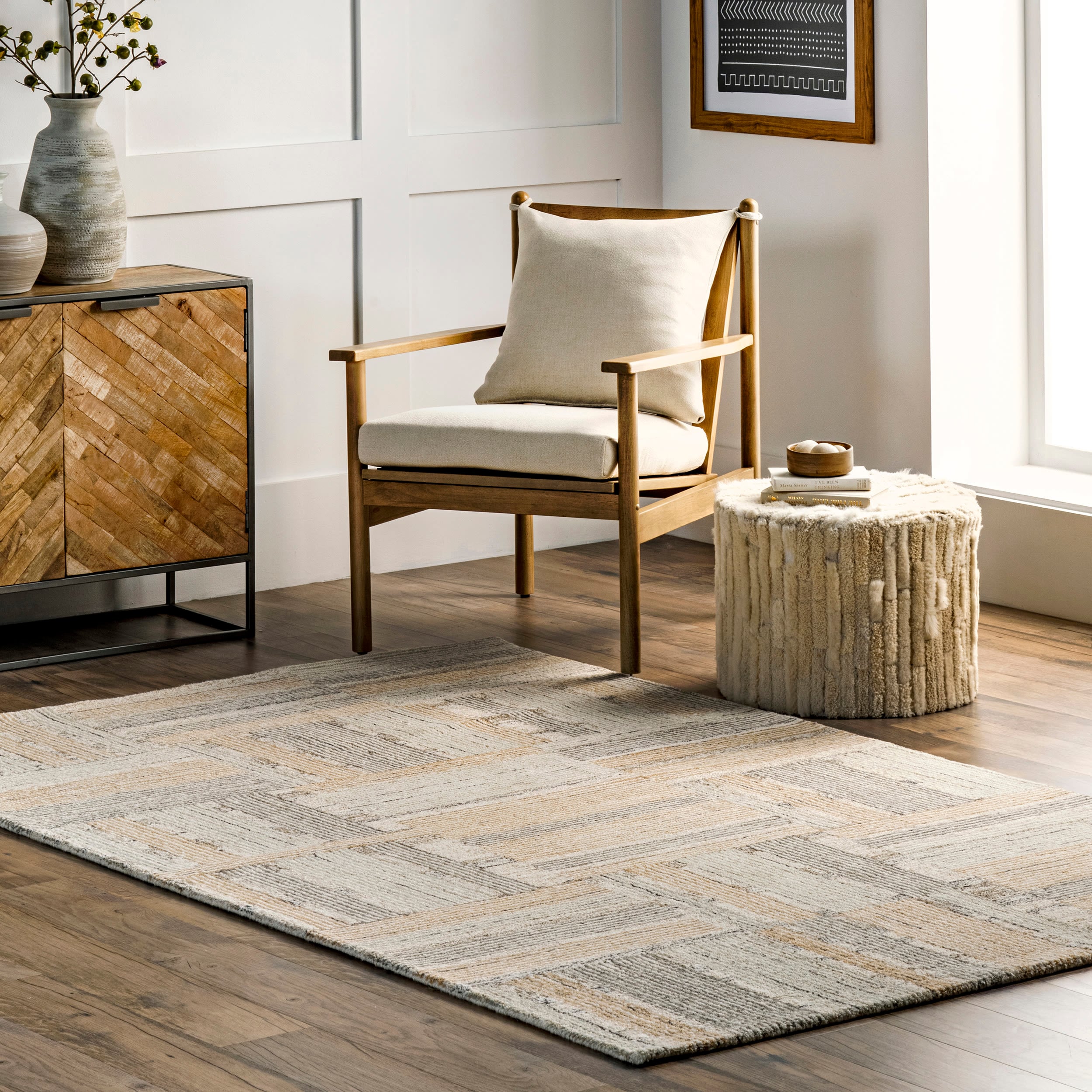 nuLOOM MTTL02A-406 Timeless II 4 x 6 (ft) Wool Beige Rectangular Indoor Stripe Area rug