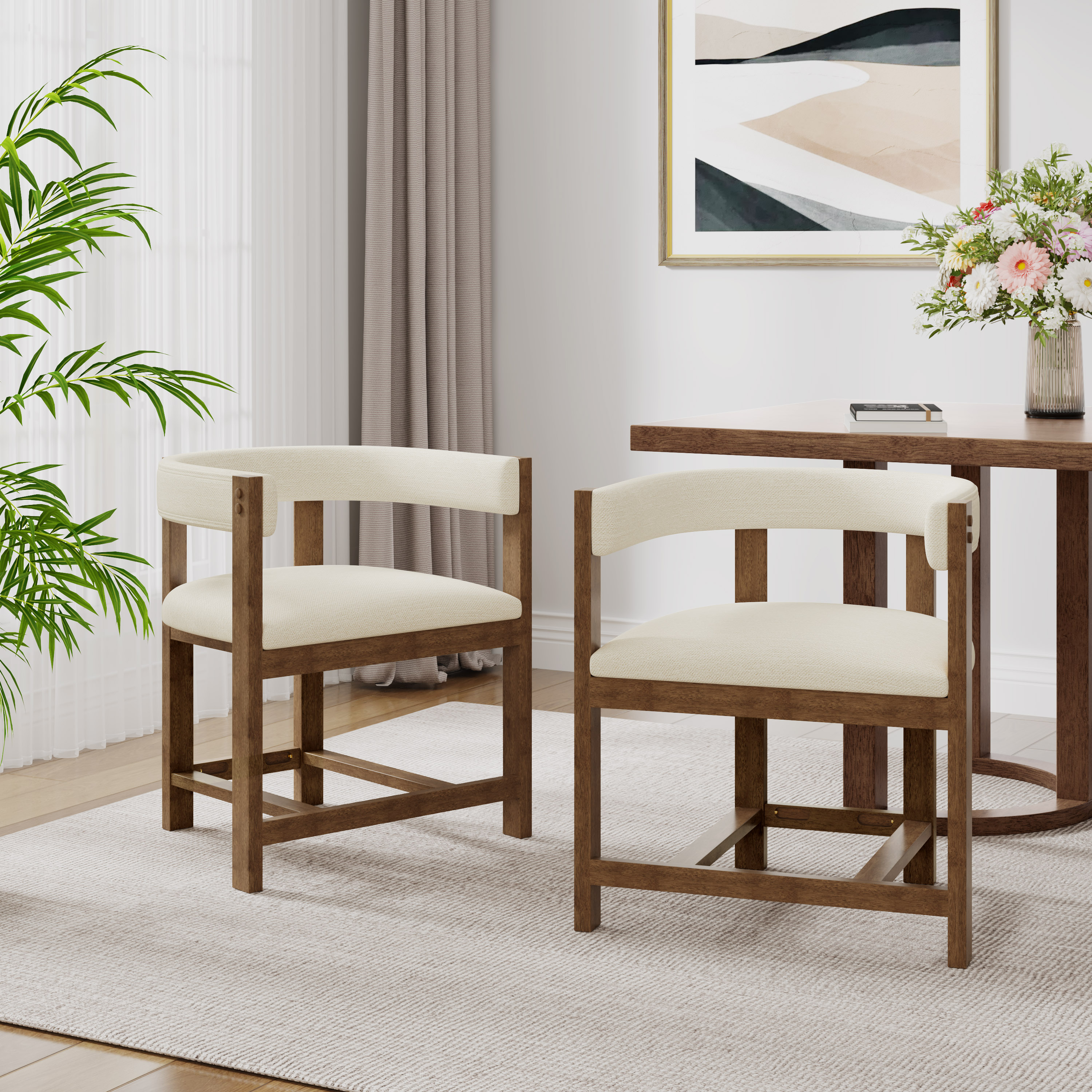 Christopher Knight Home 325984 Upholstered Dining Arm Chairs (Set of 2)