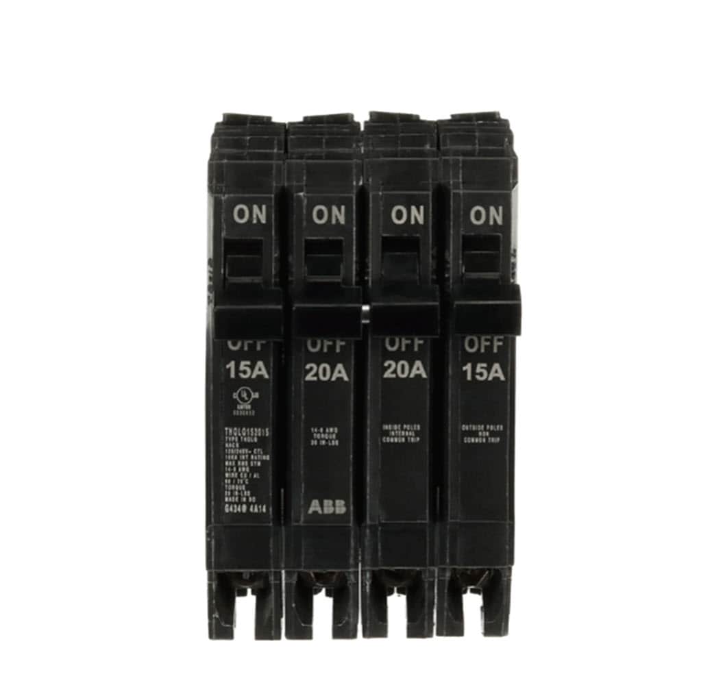 GE Q-Line THQL 15-amp/20-amp/15-amp 4 -Pole Standard trip Circuit Breaker #THQLQ152015A