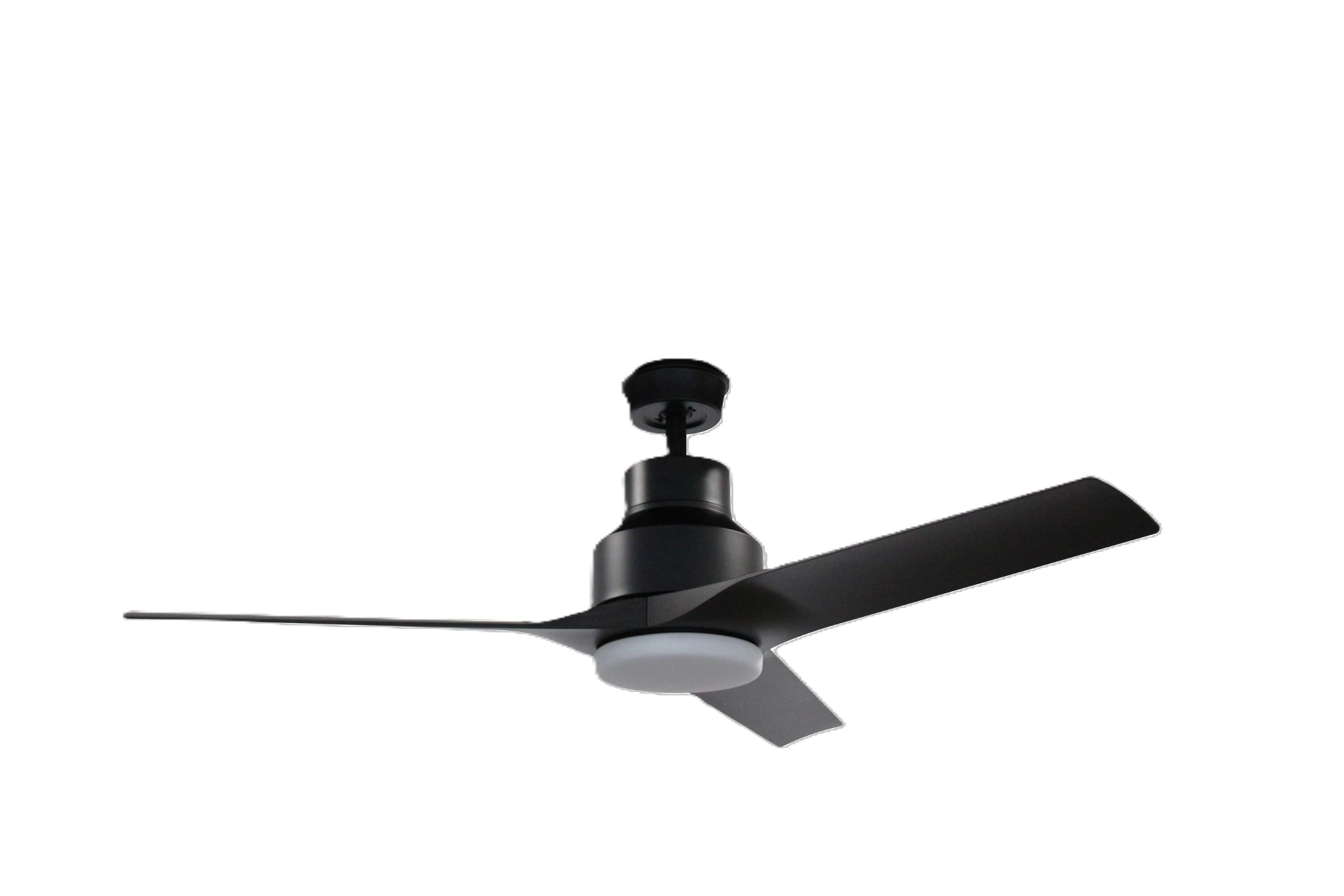 BLUE MOUNTAIN FANS 24301 Ankhiale 52-in Integrated LED Outdoor Matte black with Black Blades Ceiling Fan With Light and Remote ( 3 -Blade )