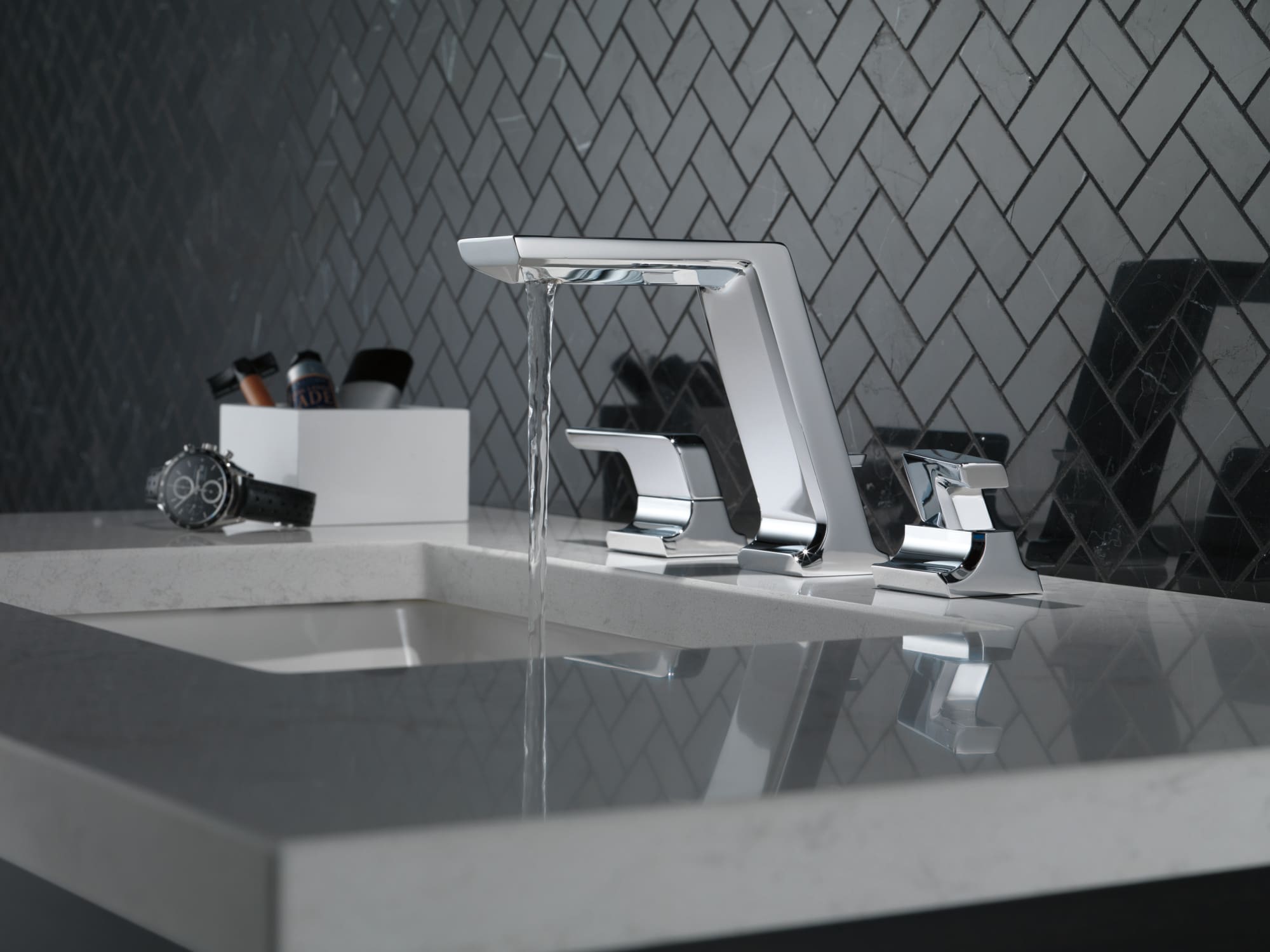 Pivotal 16" Widespread Chrome Bathroom Faucet with Modern Design