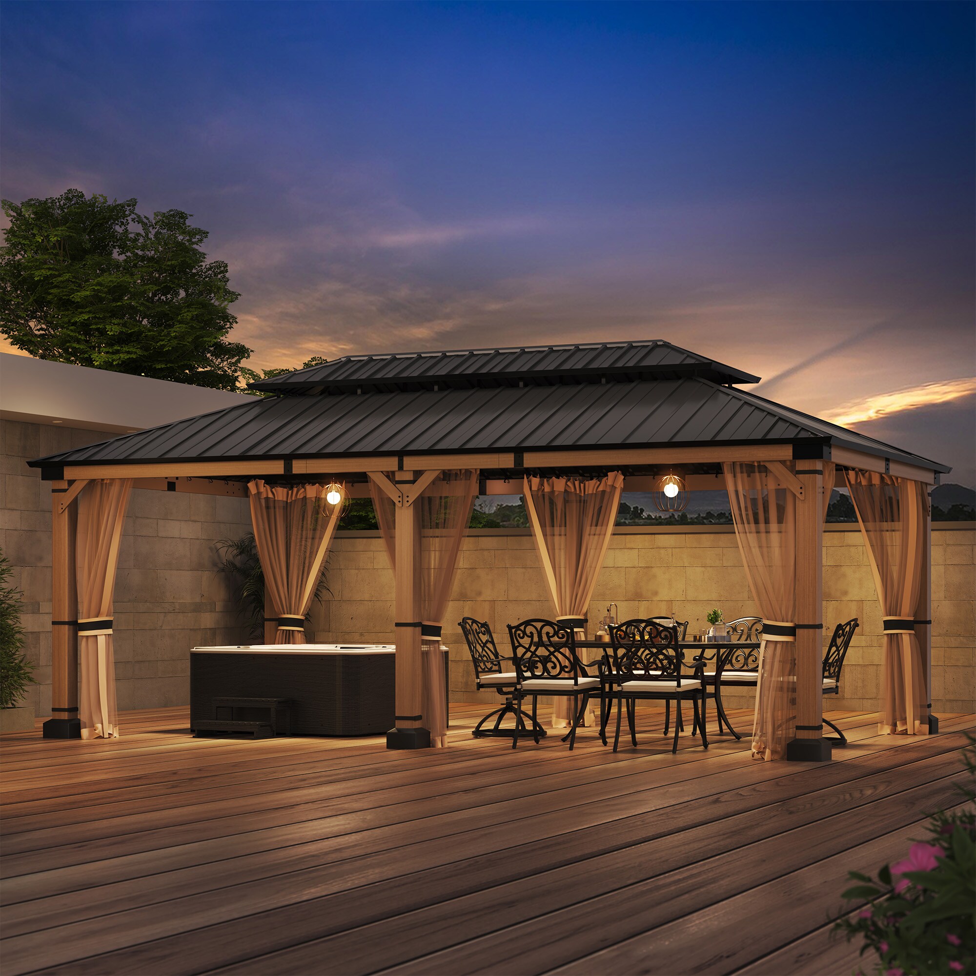 Clihome CL-M1220140-N Wood-Resin-Gazebos - View #3