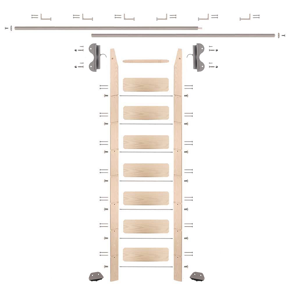 Quiet Glide QG.330-8MA-12-H.02 8.06-ft Unfinished Maple Library Ladder