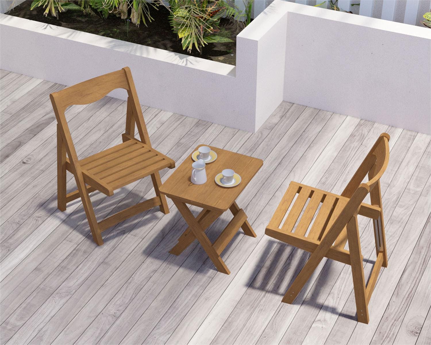 Forclover HYFAS06GR HIPS Foldable Small Table and Chair Set 3 -Piece Patio Conversation Set
