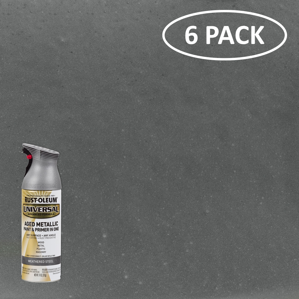 Rust-Oleum 285073SOS Universal 6 -Pack Satin Weathered Steel Spray paint and primer in one ( NET WT. 11-oz )