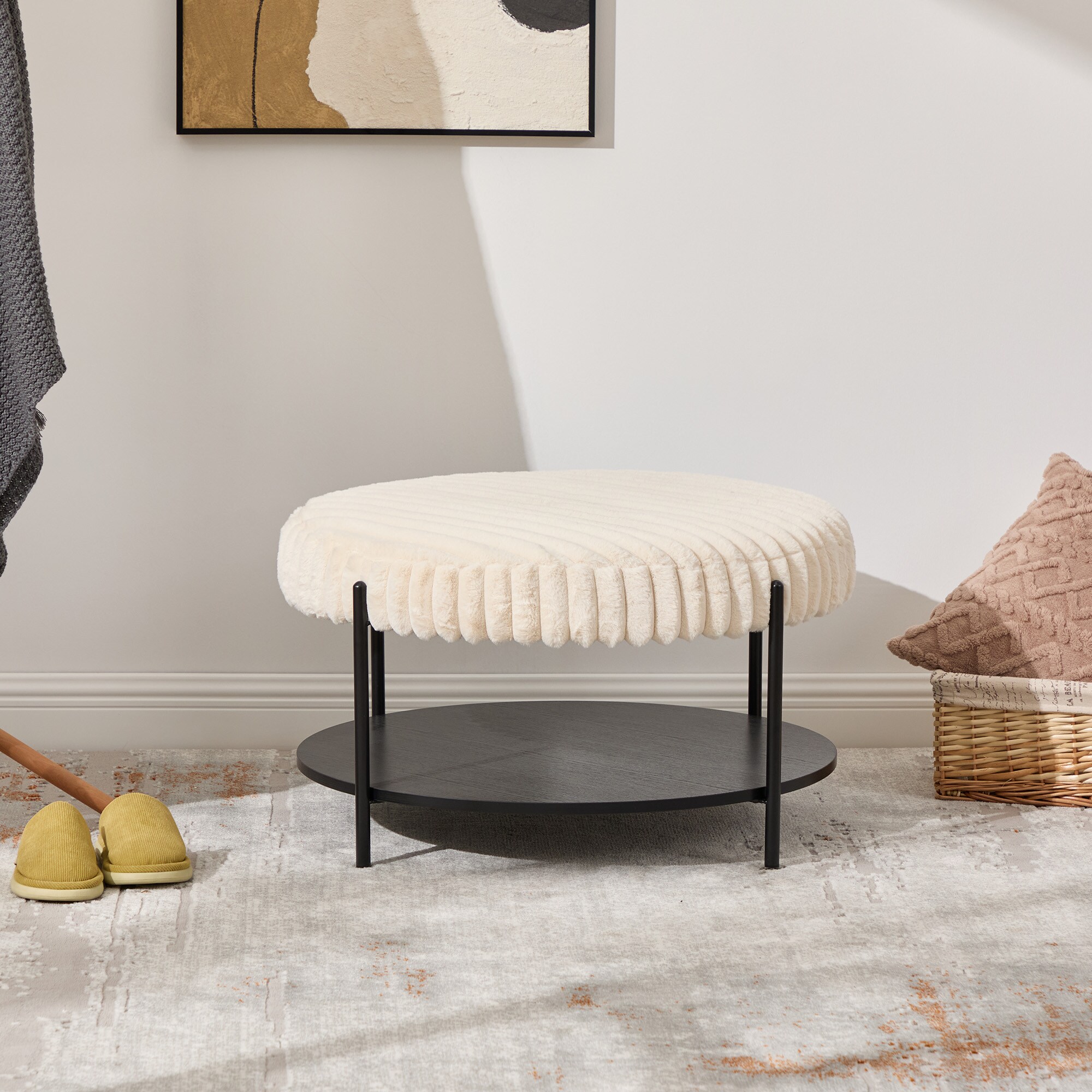 Aortzio HM-T4070-BEIGE Indoor-Ottomans - View #4