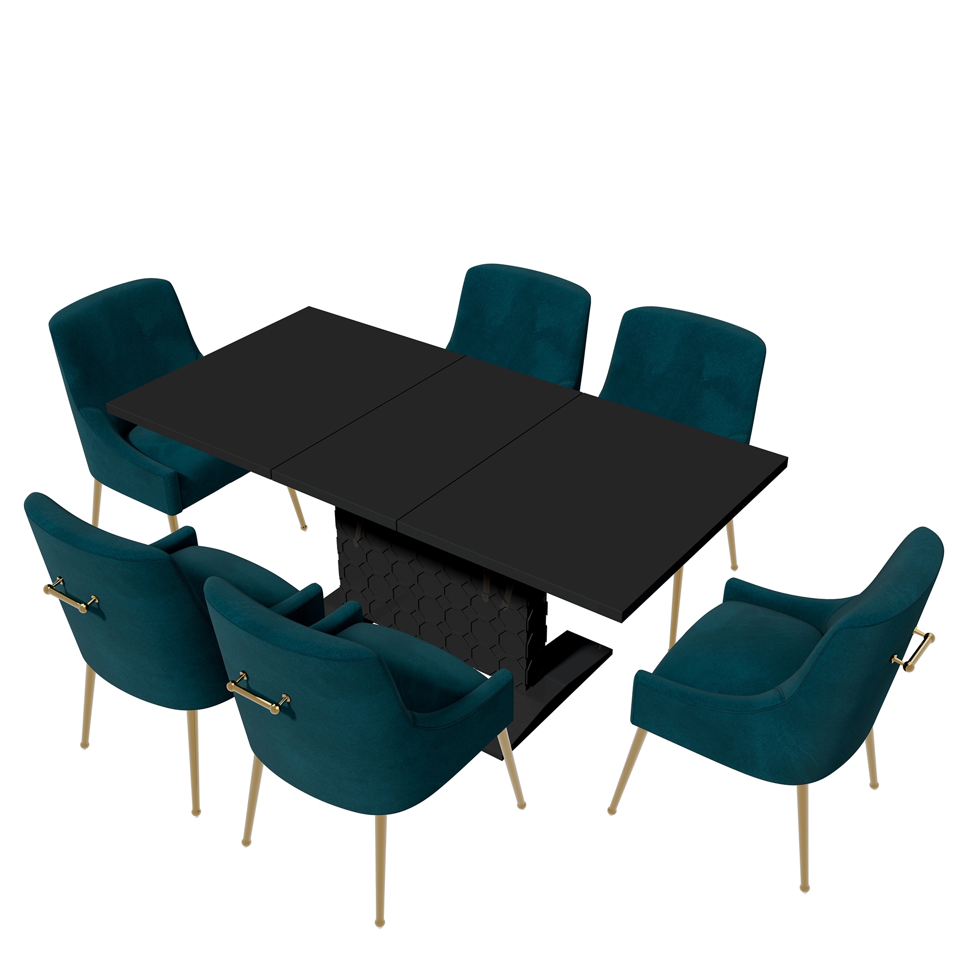 Clihome CL-ST1-BK700LGR Blueish Green Chair/Black Table Contemporary/Modern Dining Room Set with Rectangular Table ( Seats 6 )