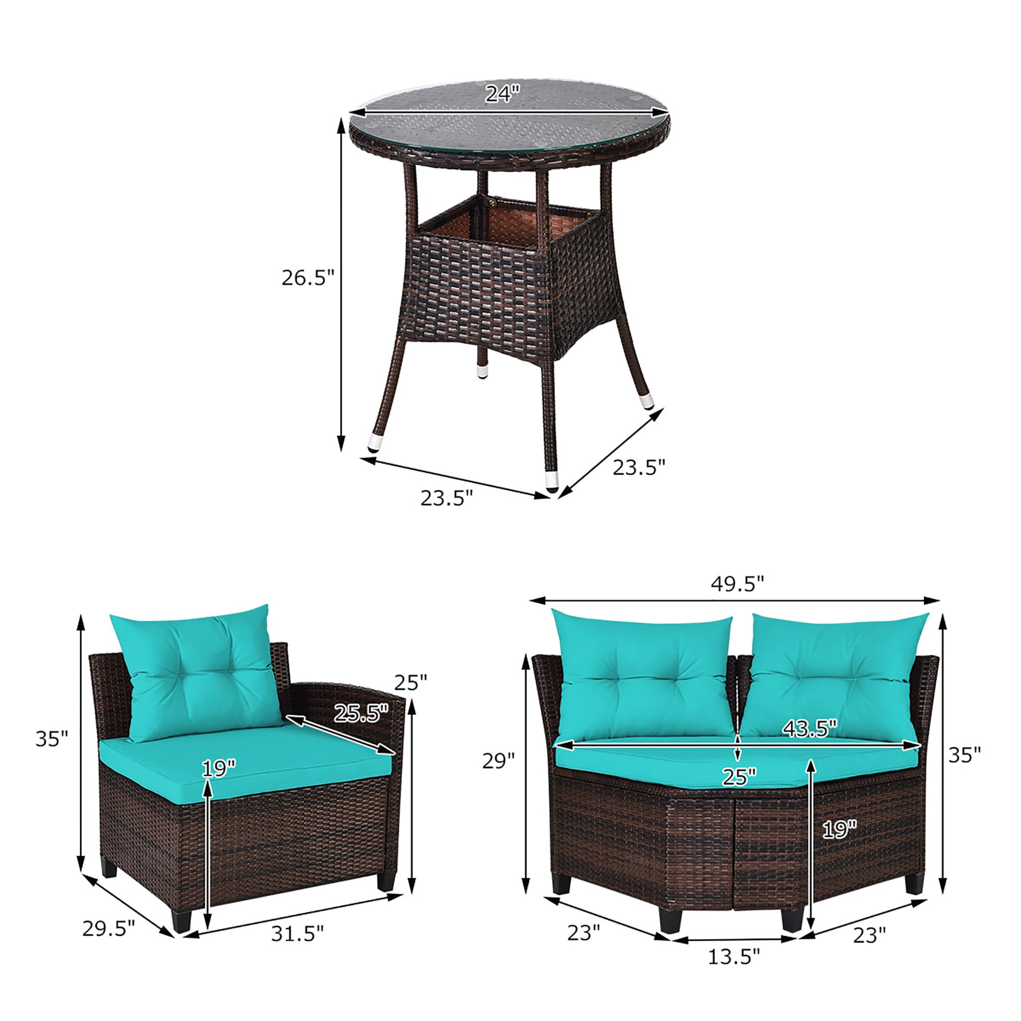 Costway HW66920TU+ Patio-Conversation-Sets - View #7