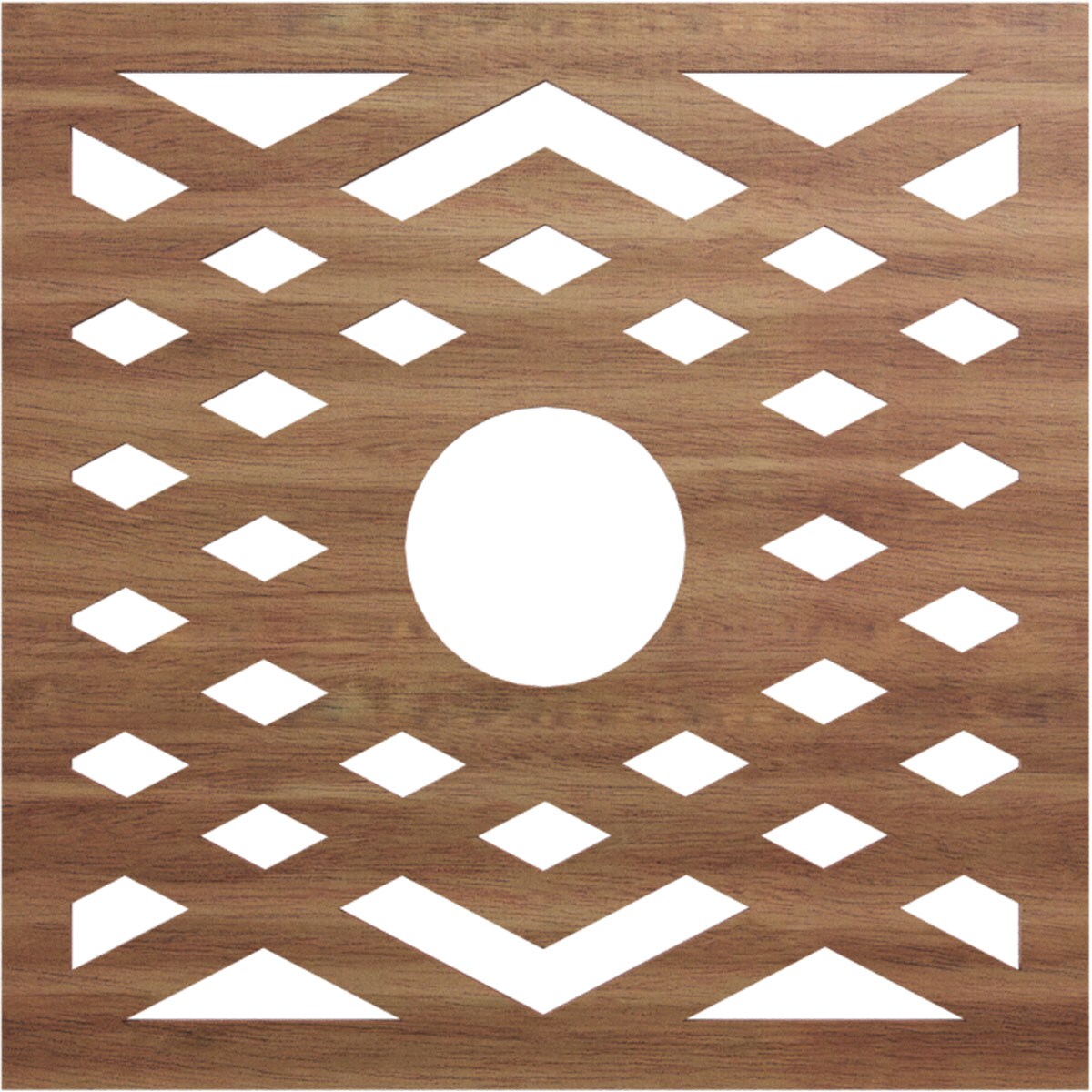 Ekena Millwork CMWP20X20X0250CHWA Chevron Fretwork Pierced 20-in W x 20-in L Architectural Walnut Wood Whole Ceiling Medallion
