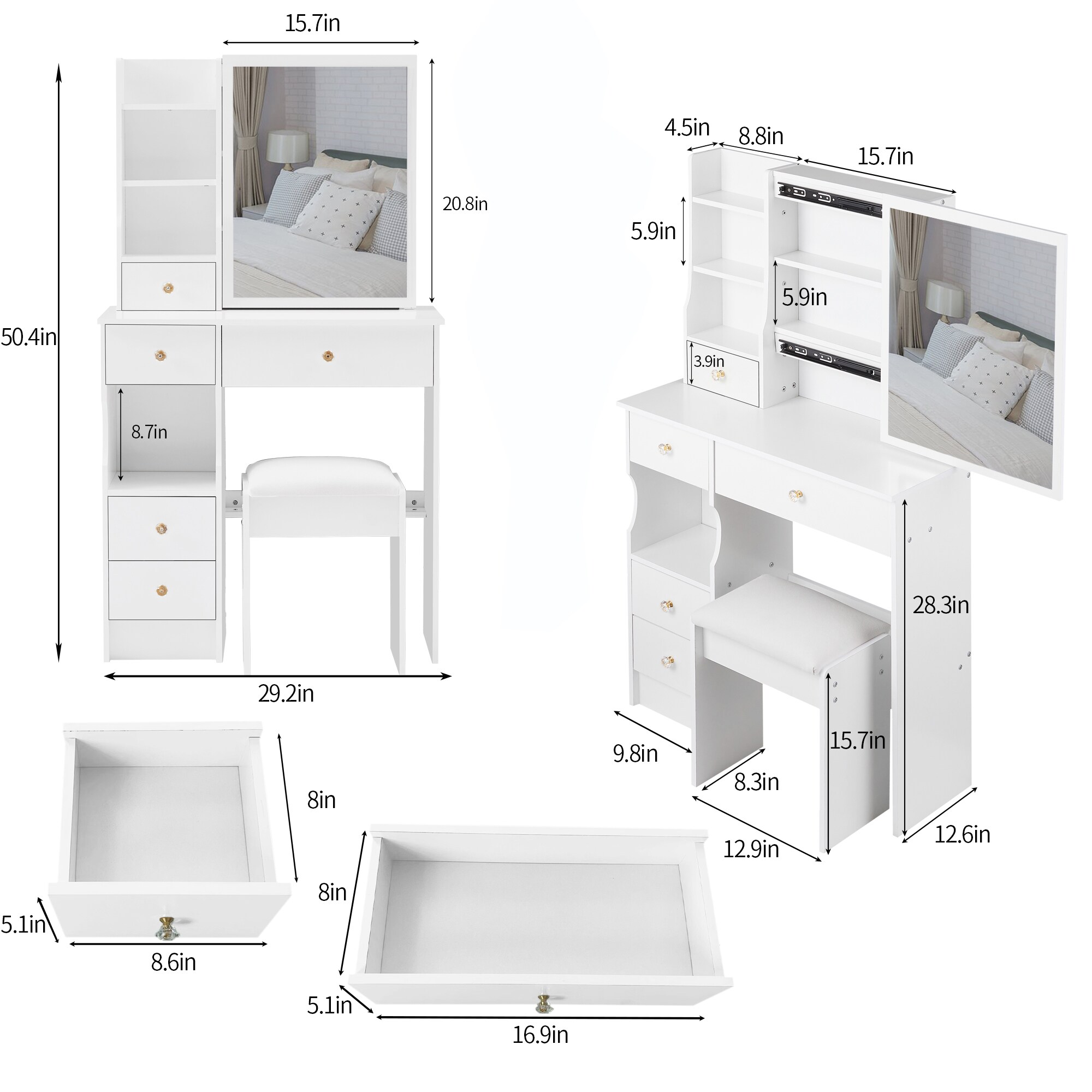Tinyhomie LW-WEM-3773 Bedroom-Vanities - View #3
