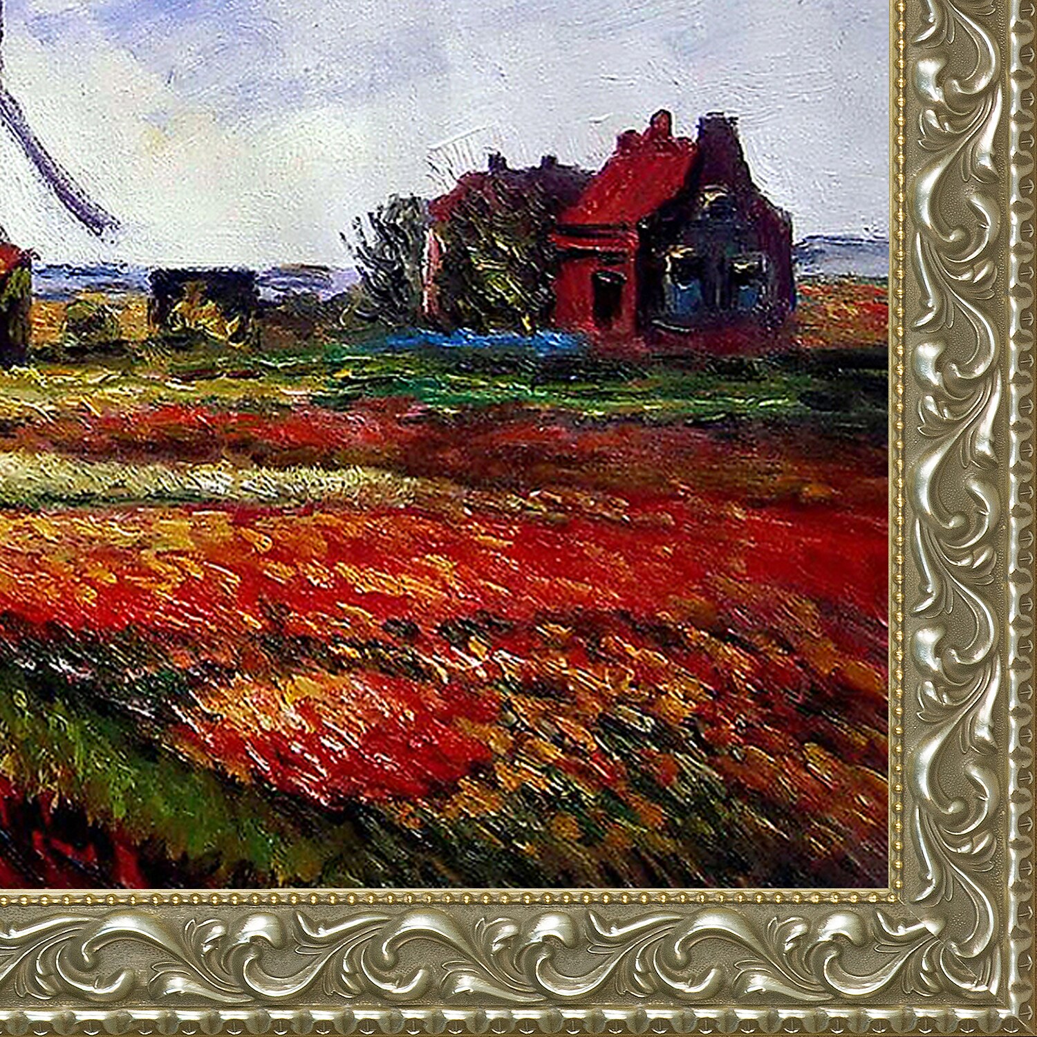 La Pastiche Tulip Field with The Rijnsburg Windmill Claude Monet Silver ...