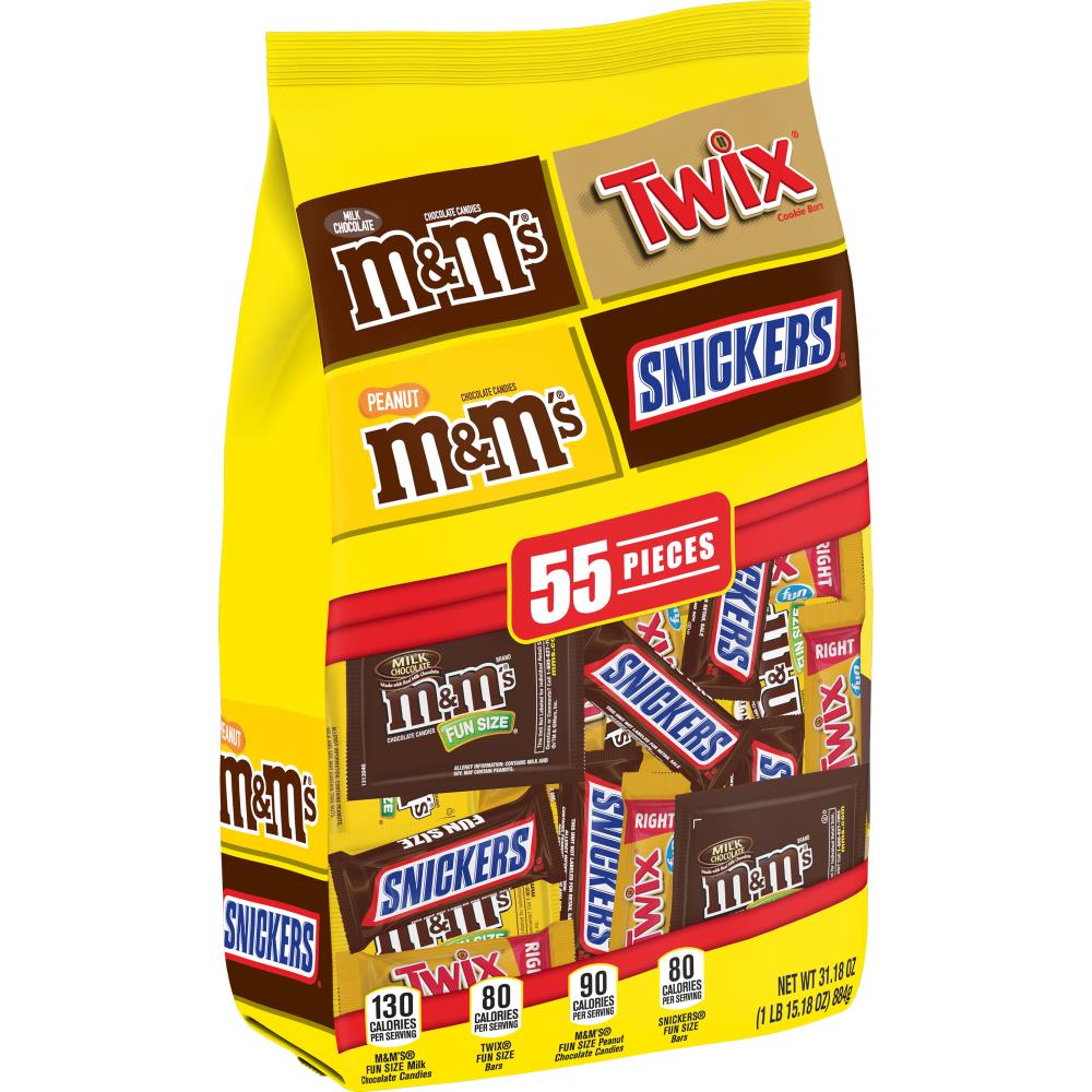 M&M's, Snickers & Twix Variety Pack Halloween Chocolate Candy Bars,  31.18oz/55 Piece Bag 