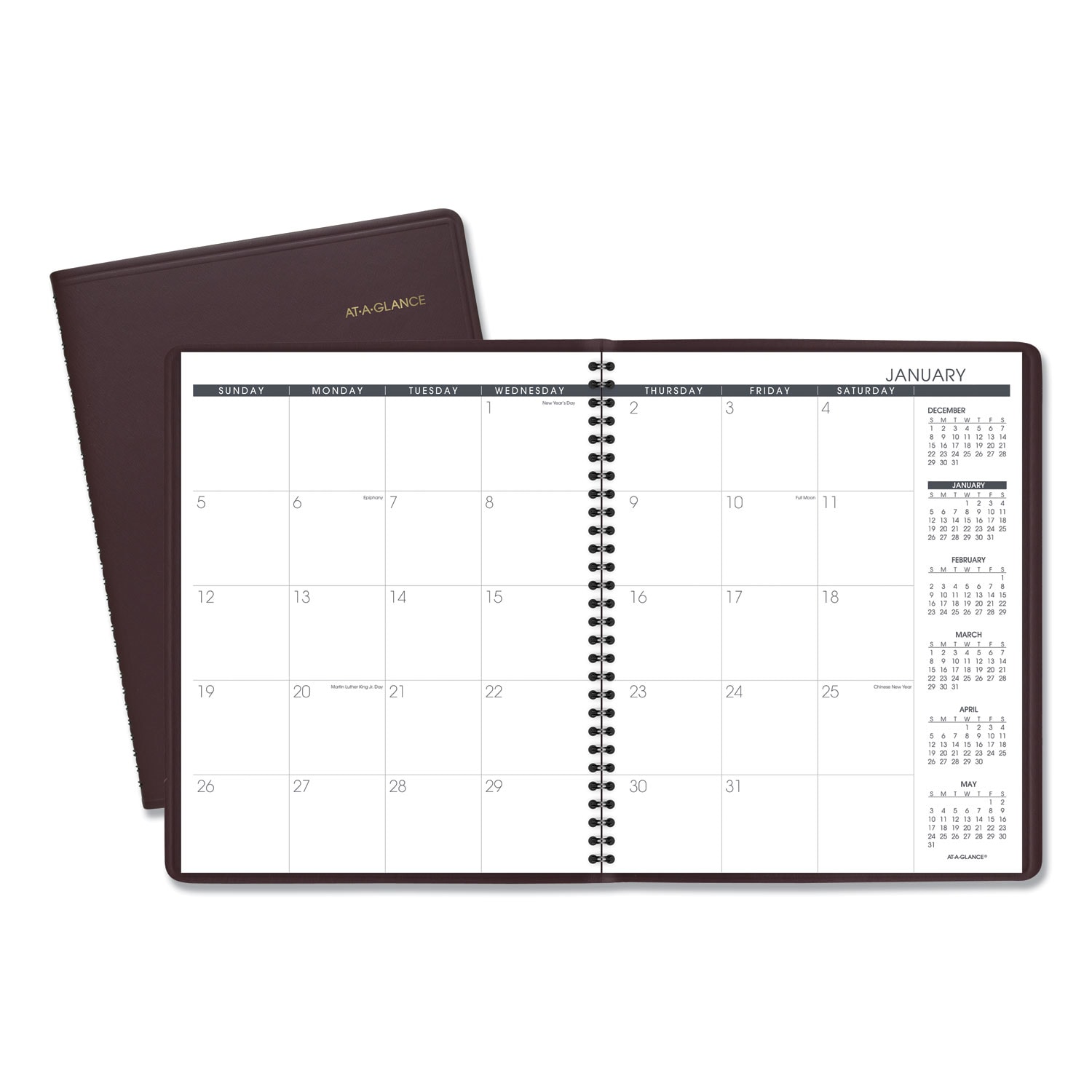 AT-A-GLANCE ESNAAG7026050 Monthly Planner  11 x 9  Winestone Cover  15 Month Jan 2026 to Mar 2027