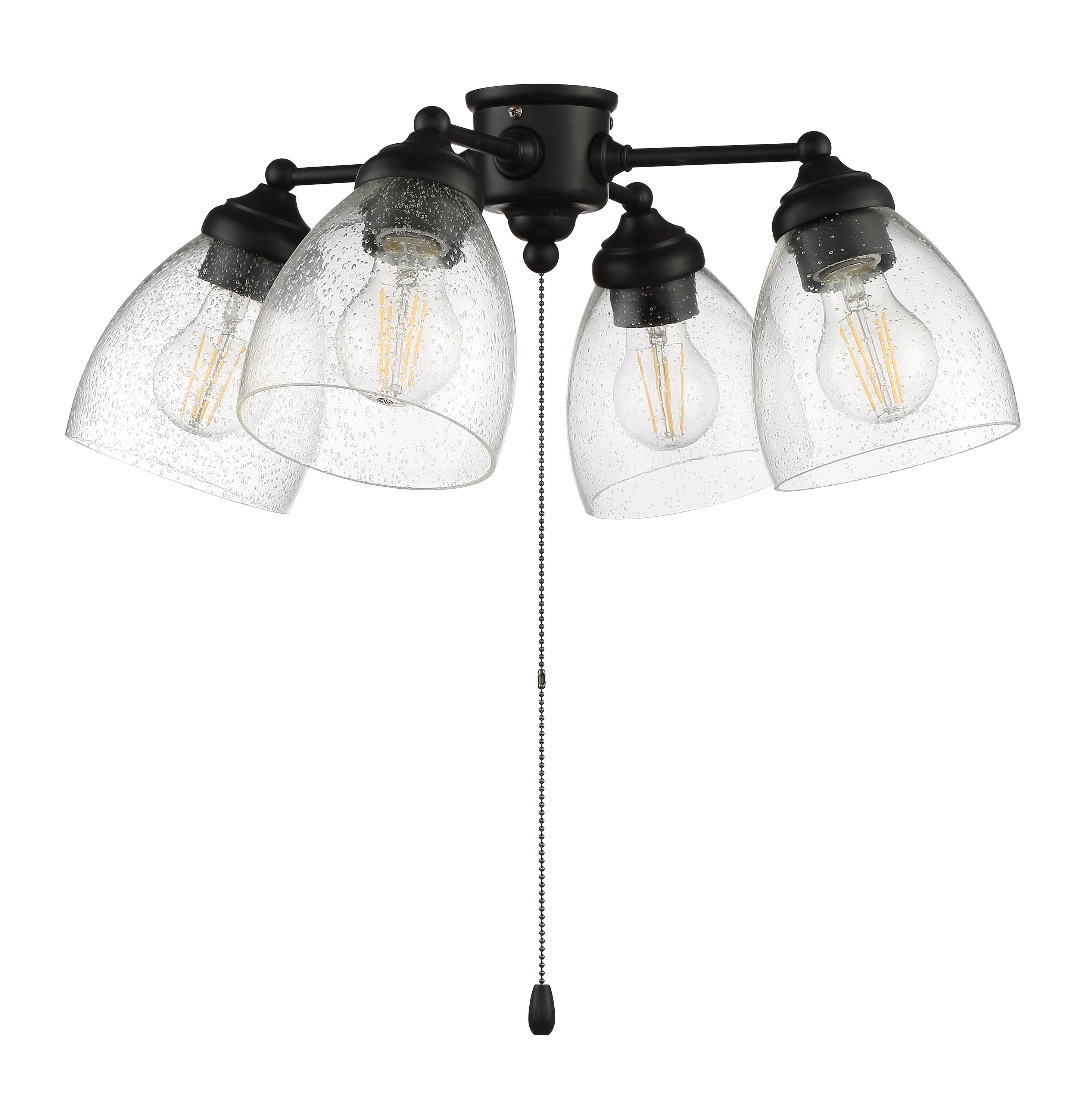 Craftmade 20.24'' Flat Black LED Ceiling Fan Light Kit with Clear Seeded Glass