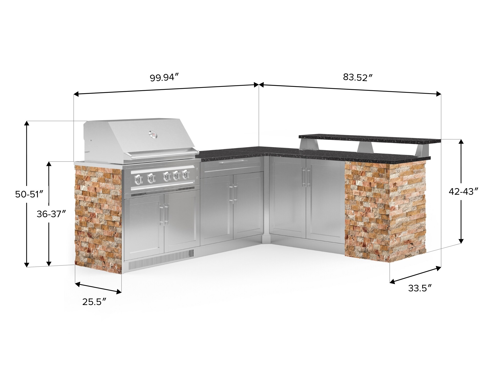 NewAge Products Outdoor Kitchen Signature Series 6 Piece Cabinet Set with  33 in. Natural Gas Platinum Grill