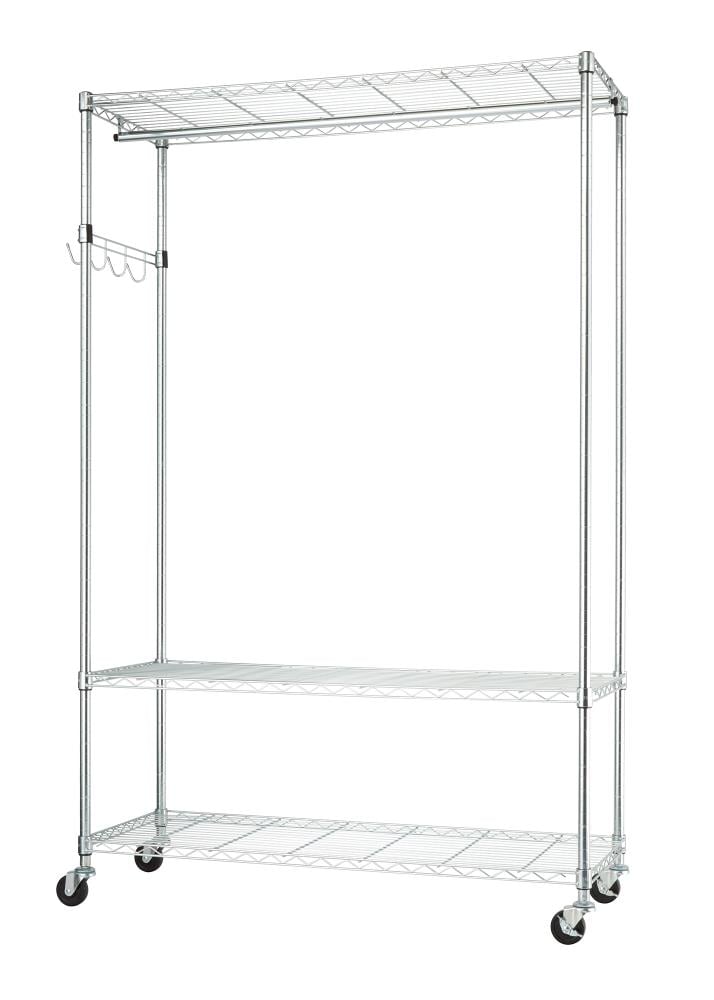 TRINITY Chrome Steel Rolling Clothing Rack in the Clothing Racks