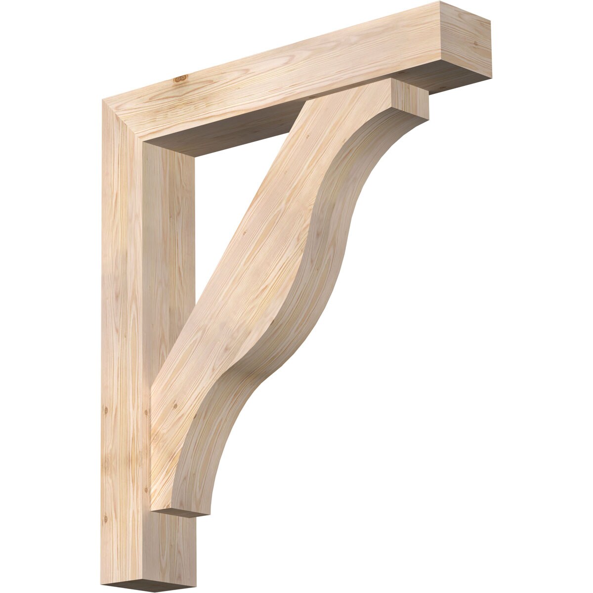 Ekena Millwork 1462602 Funston Block Smooth Bracket with Offset Brace 7-1/2-in x 42-in x 48-in Douglas fir Brown Wood Standard bracket