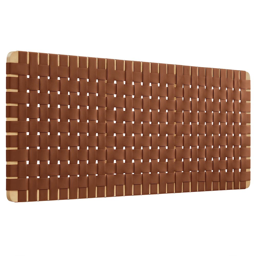 Modway - Sparta Weave Wall-Mount Vegan Leather Queen Headboard in Natural Brown