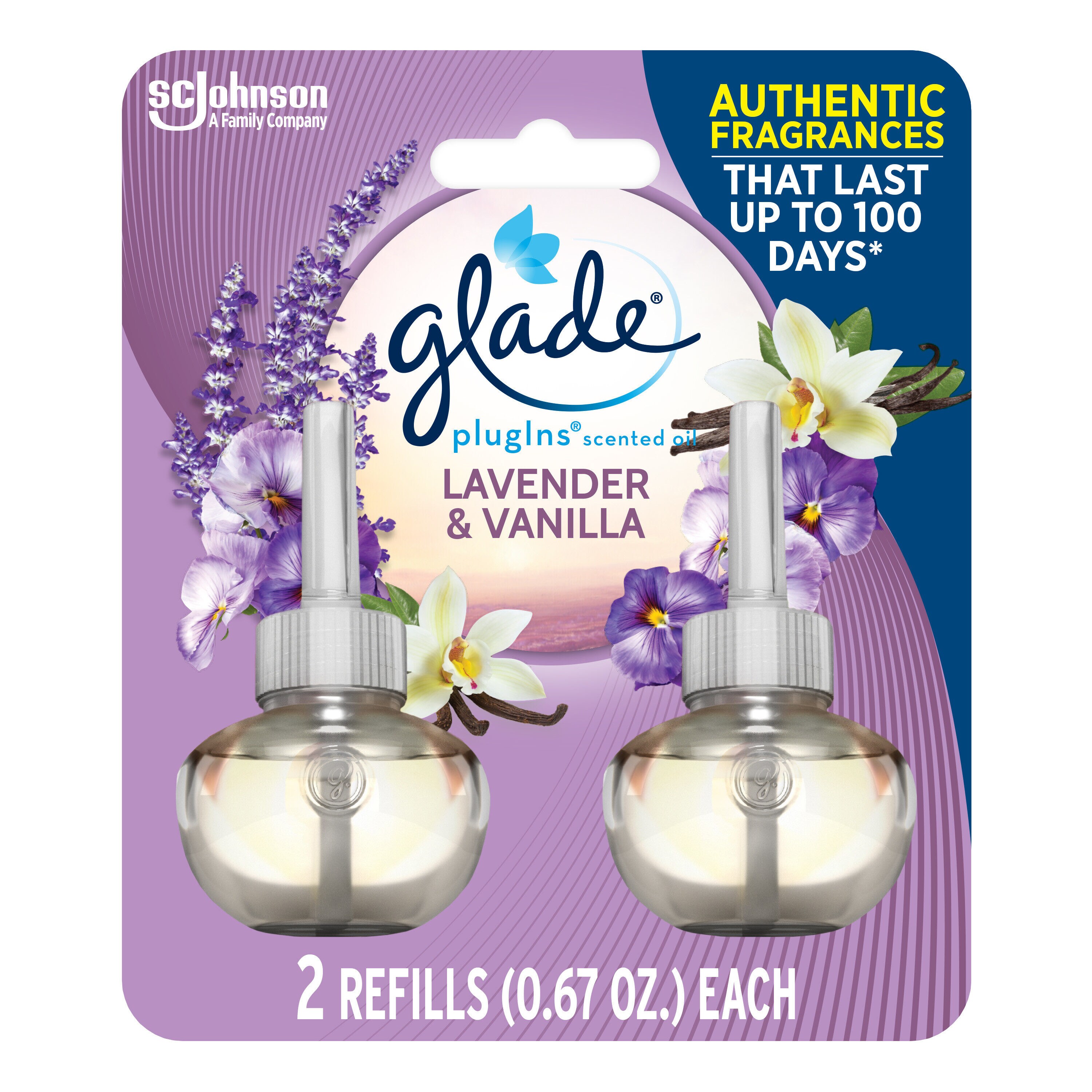 Glade Scented Oil 2-Pack 0.67-fl oz Lavender Vanilla Plug-in Air ...