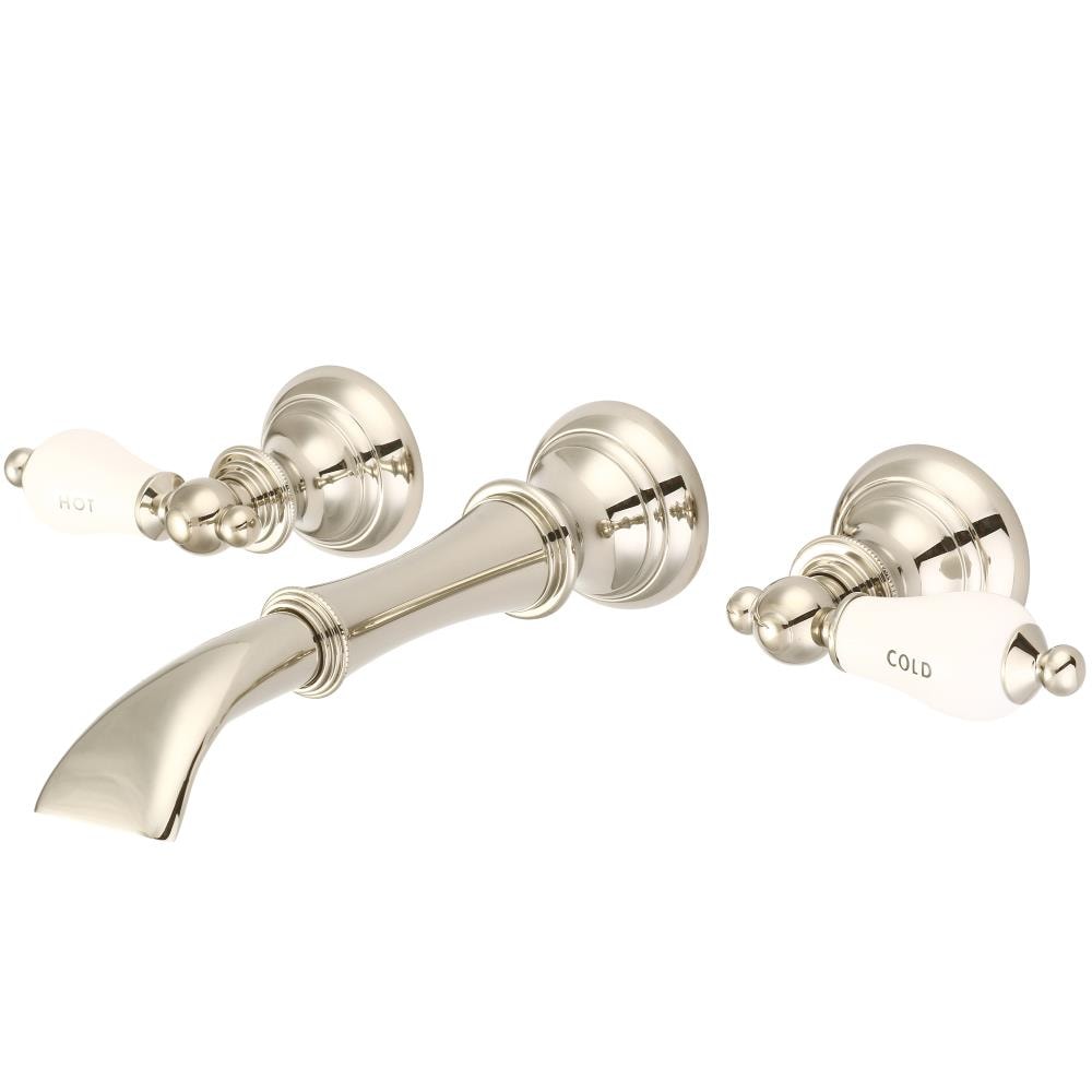 Water Creation F4-0004-05-CL F4 Polished Nickel Wall-mount 2-handle Waterfall Residential Handle Bathroom Sink Faucet