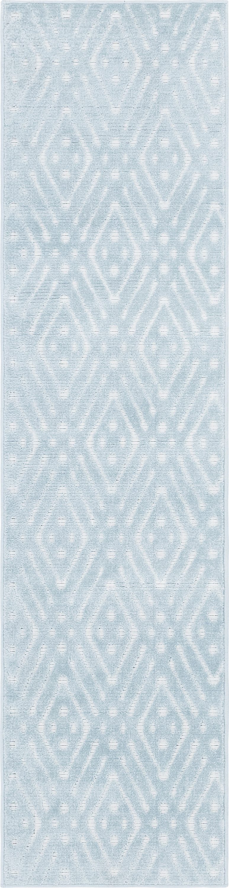 Unique Loom Ella Sabrina Soto Outdoor 2 x 8 Light Blue Indoor/Outdoor Geometric French Country Runner