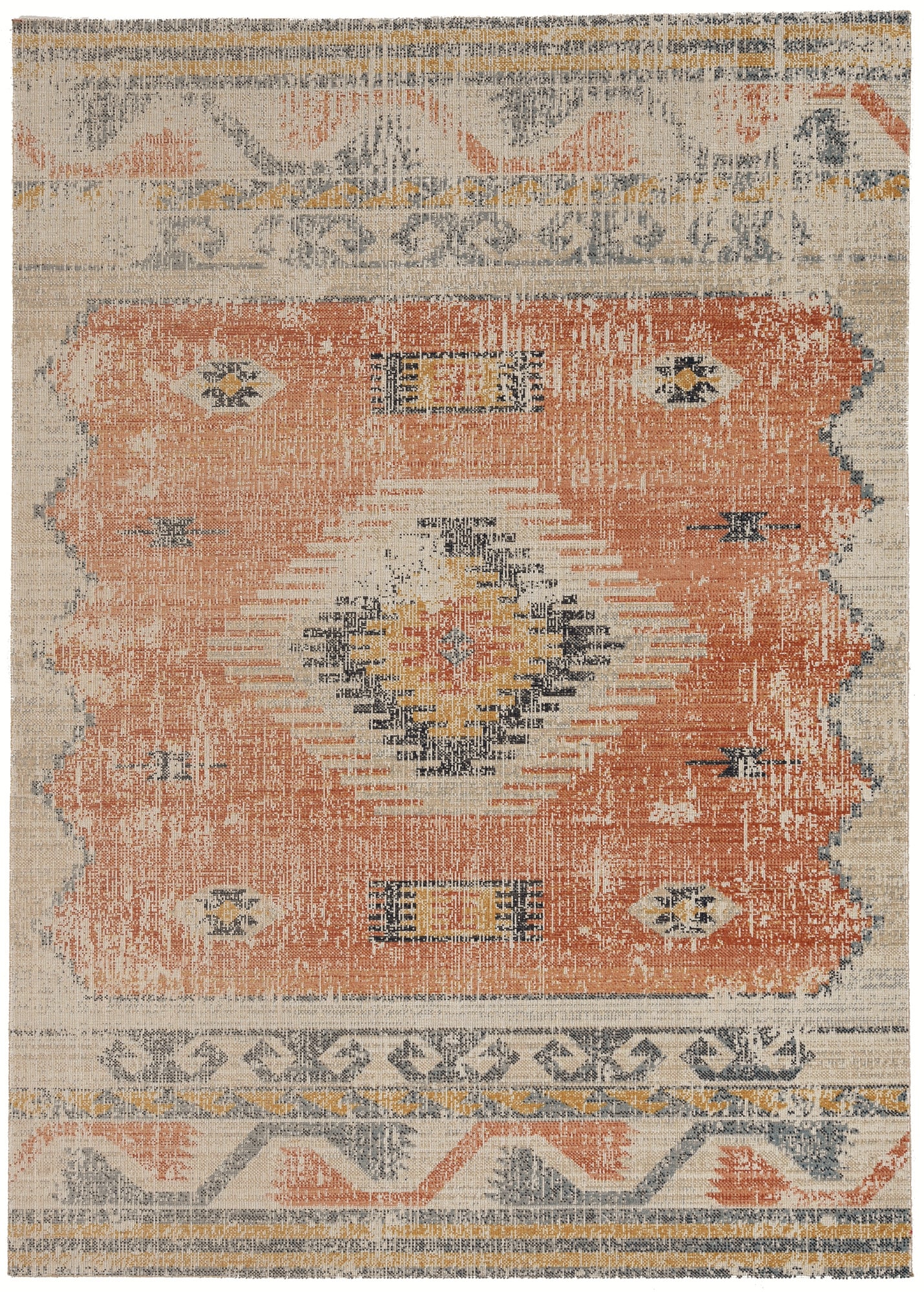 Linon RUGGZ0581 Great Zero 8 X 10 (ft) Barlow Ivory/Rust Indoor Distressed/Overdyed Area Rug