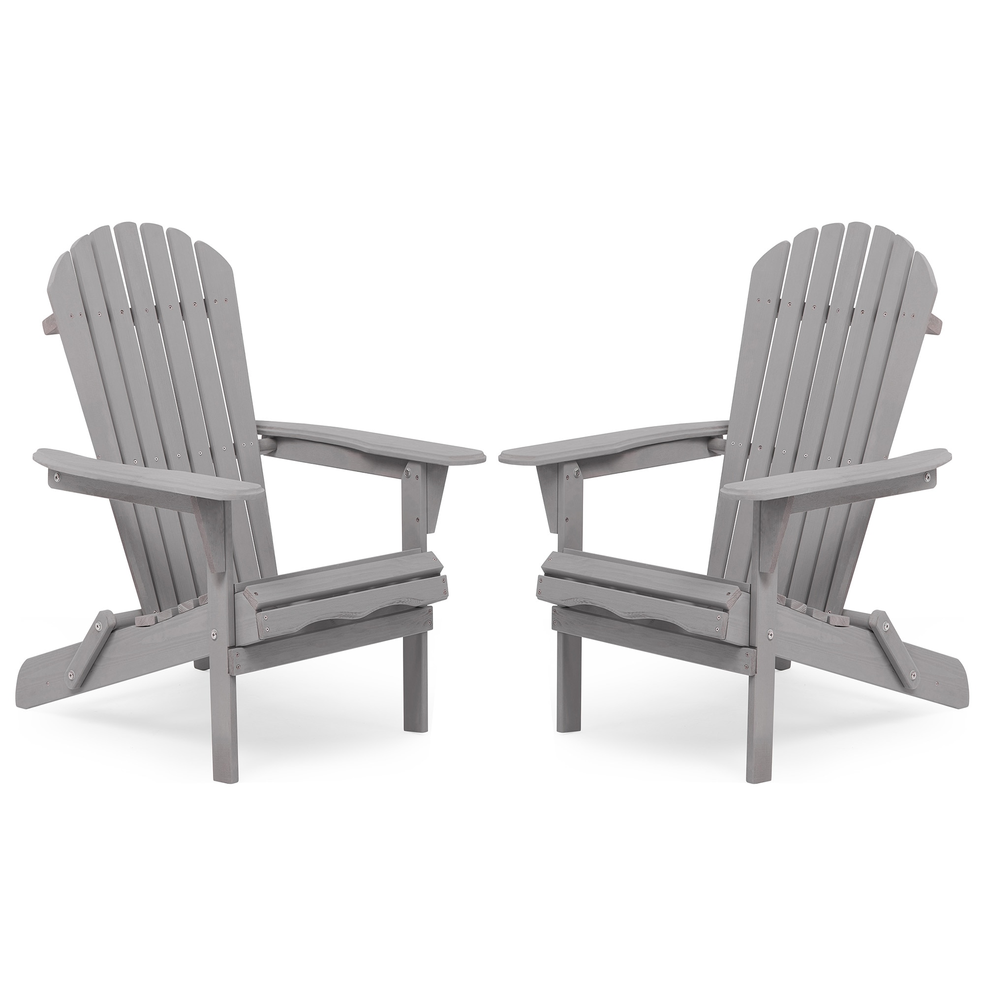 Mondawe JO-ML1874 Set of 2 Gray Wood Frame Stationary Conversation Chair with Slat Seat