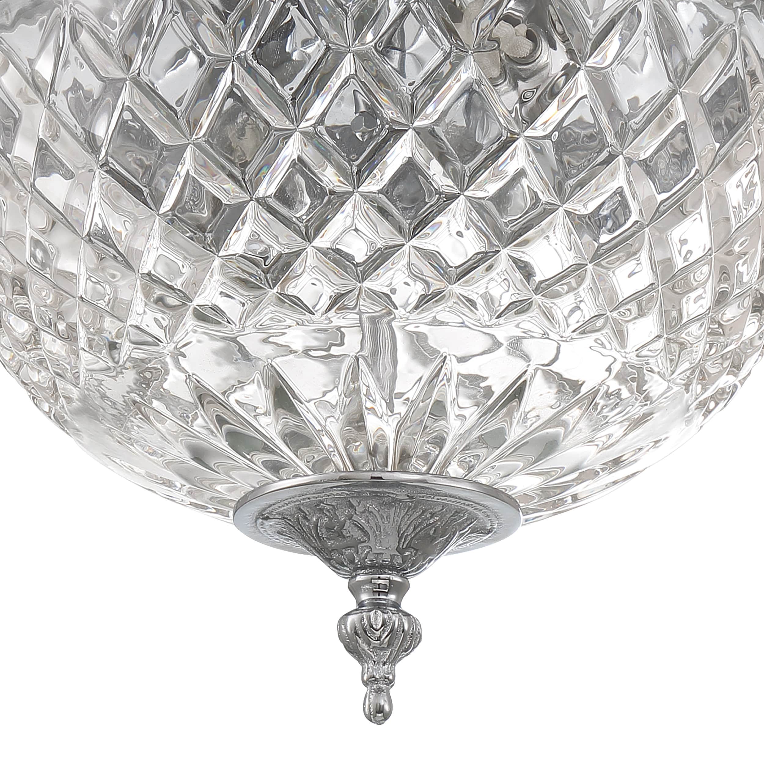 Chrome Crystal Bowl 2-Light Incandescent Flush Mount
