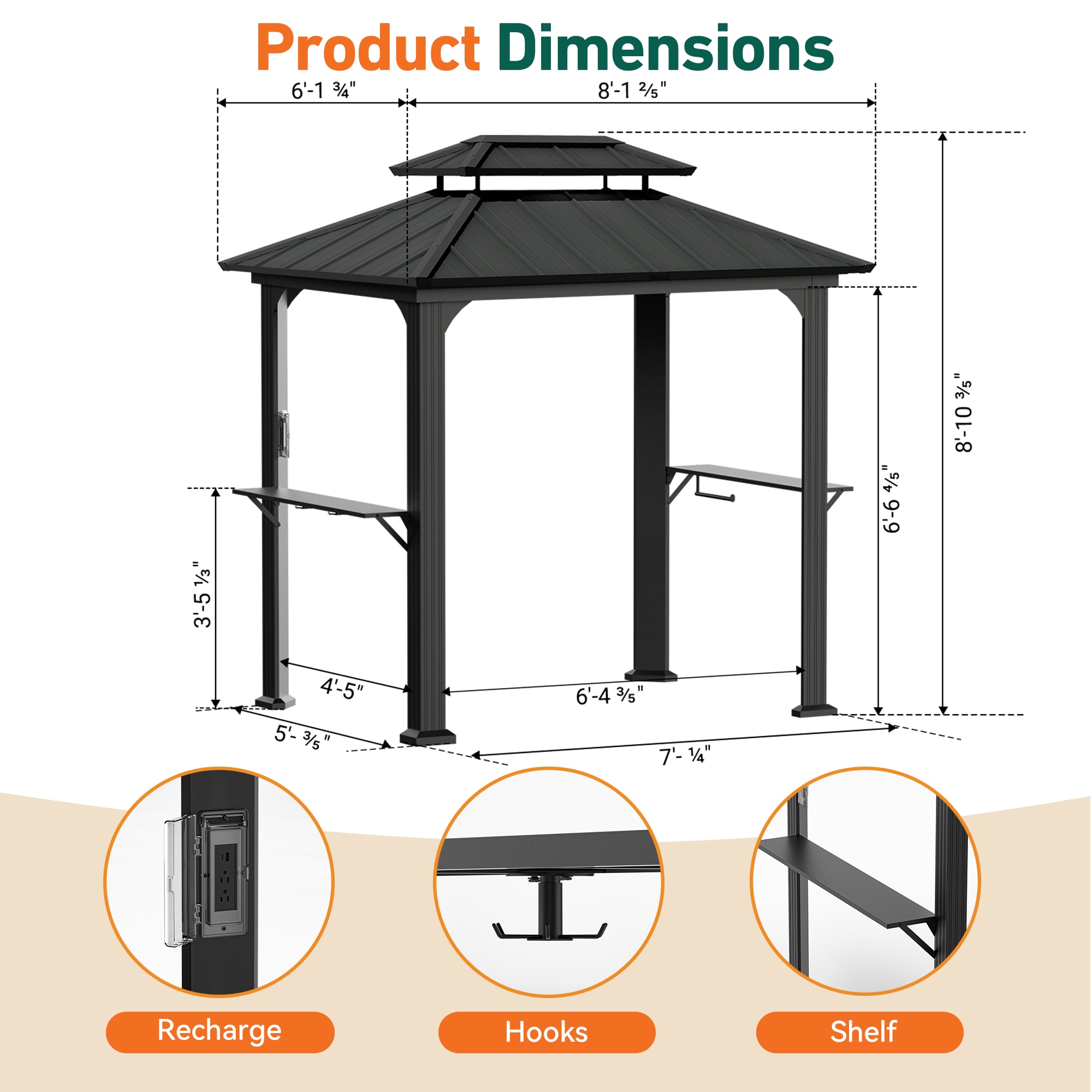 ELEVATE OUTDOORS IG10600004-N Wood-Resin-Gazebos - View #2