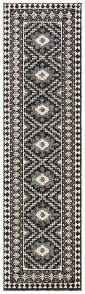 Safavieh VER099-0451-212 Veranda Eyvor 2 x 12 (ft) Loomed Synthetic Ivory/Gray Rectangular Indoor/Outdoor Abstract Bohemian/Eclectic Runner rug