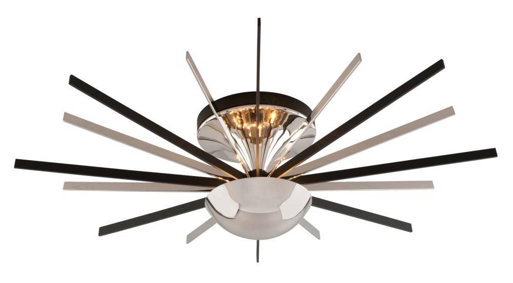 Troy Lighting C4803 Atomic 1-Light 36.25-in Polished Nickel with Matte Black LED Flush Mount Light