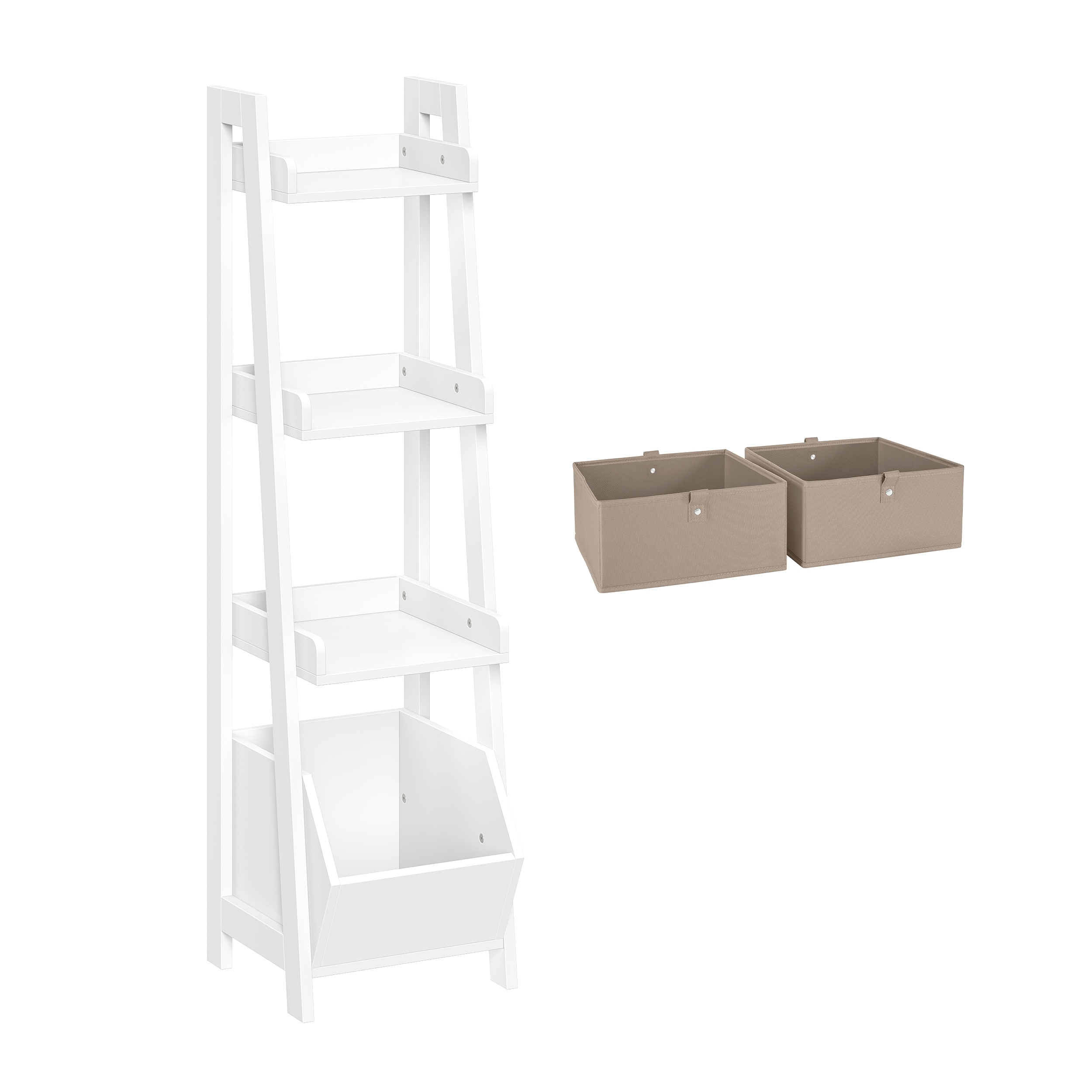 LUE BONA 2-Tier Storage 3-Shelves Natural Color Wooden Kids