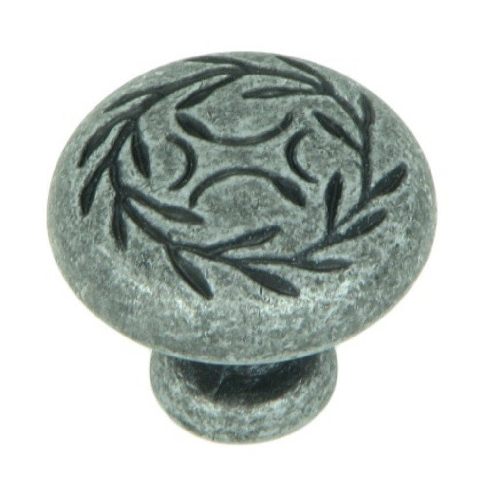 Stone Mill Hardware CP3041-SI Leaf Swedish iron Round Transitional Cabinet Knob