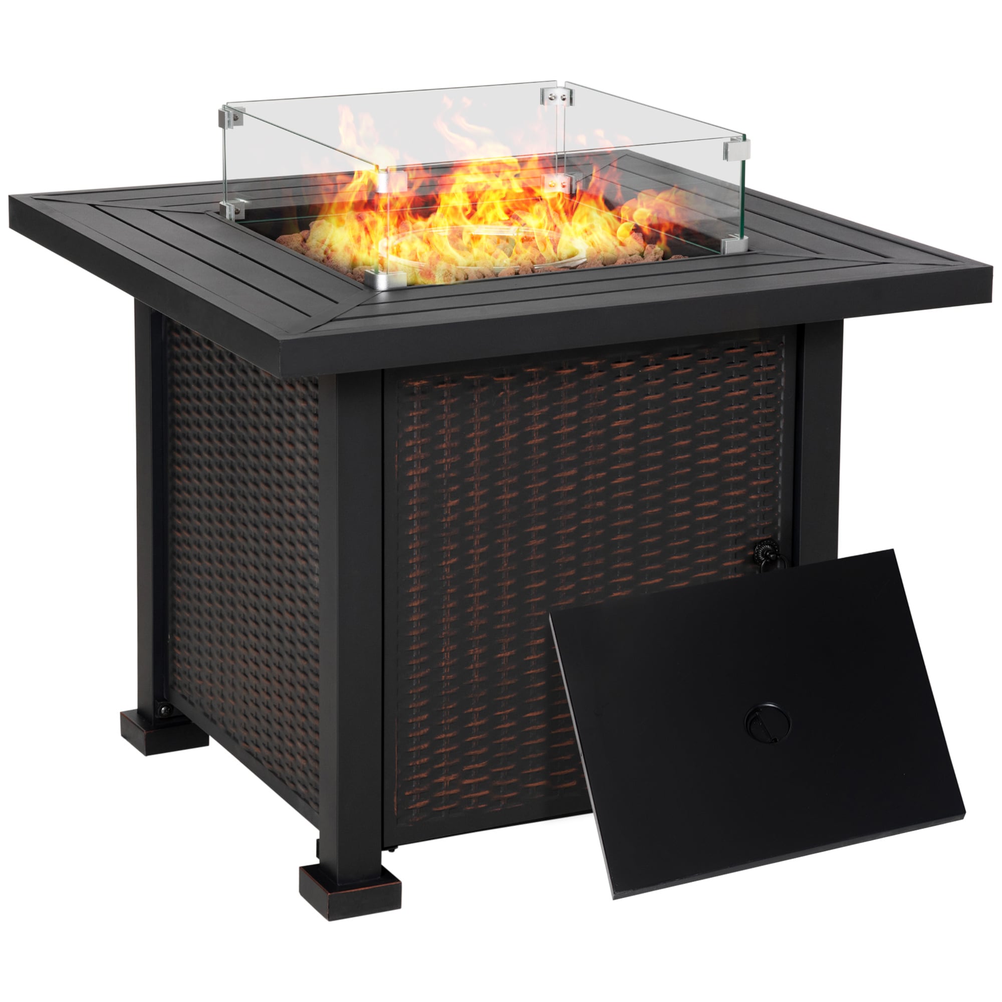 ToolCat PG2-65-PT W Steel Rectangle Tabletop Liquid propane Fire pit table