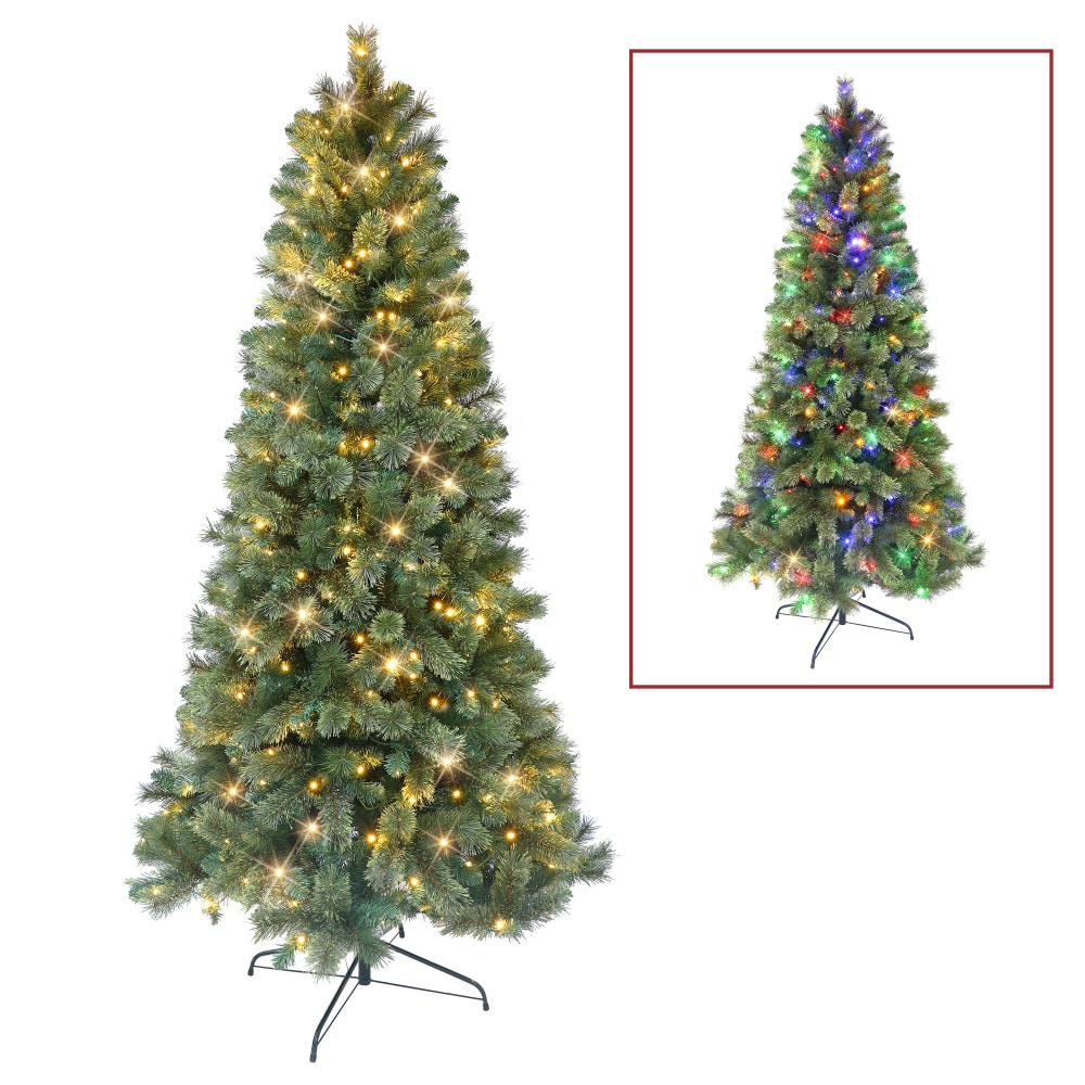 Puleo International MOPA-70LD3 7-ft Pine Pre-lit Artificial Christmas Tree with Color Changing LED Lights