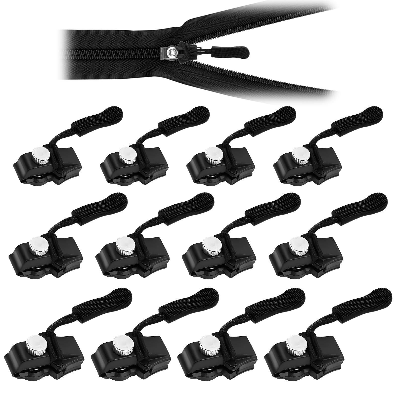 GAOLLY KHKFY Universal Zipper Repair Kit 12pcs Three Size Black Zipper Slider Replacement for Backpack Jacket Coat Tent Luggage Bag Easy Install #LKH0629X098