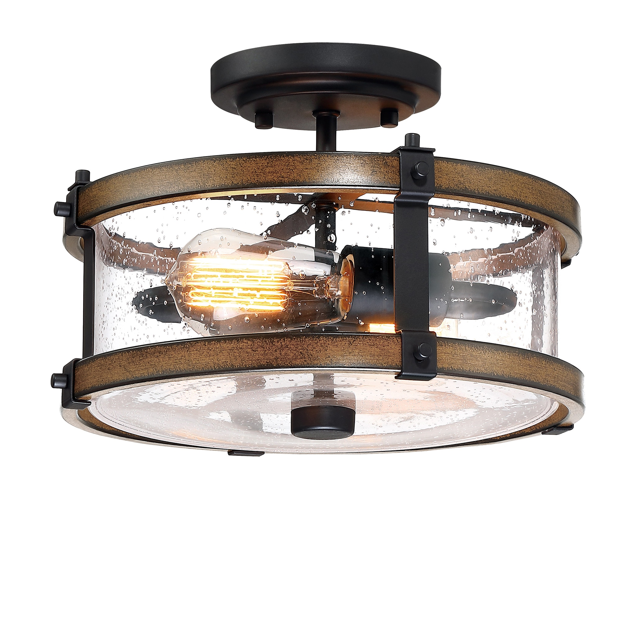 WELLFOR TTC70112 TC Flush Mount Lighting 2 -Light 12.18-in Matte Black Integrated LED Flush Mount Light