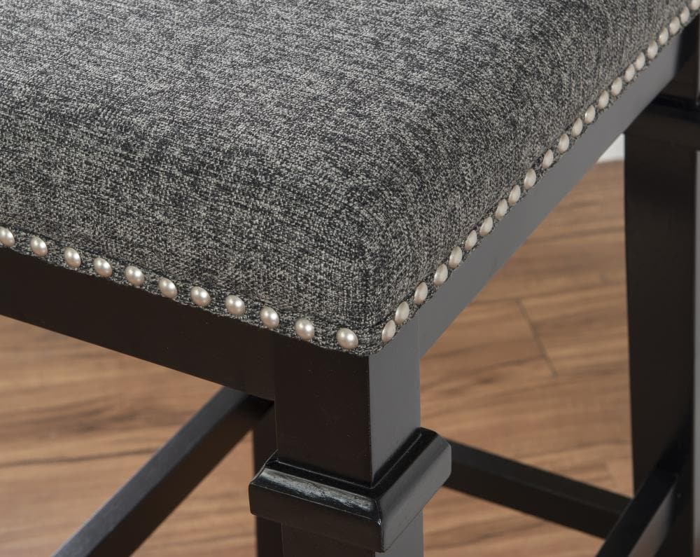 Kennedy Black Backless Wood and Tweed Bar Stool
