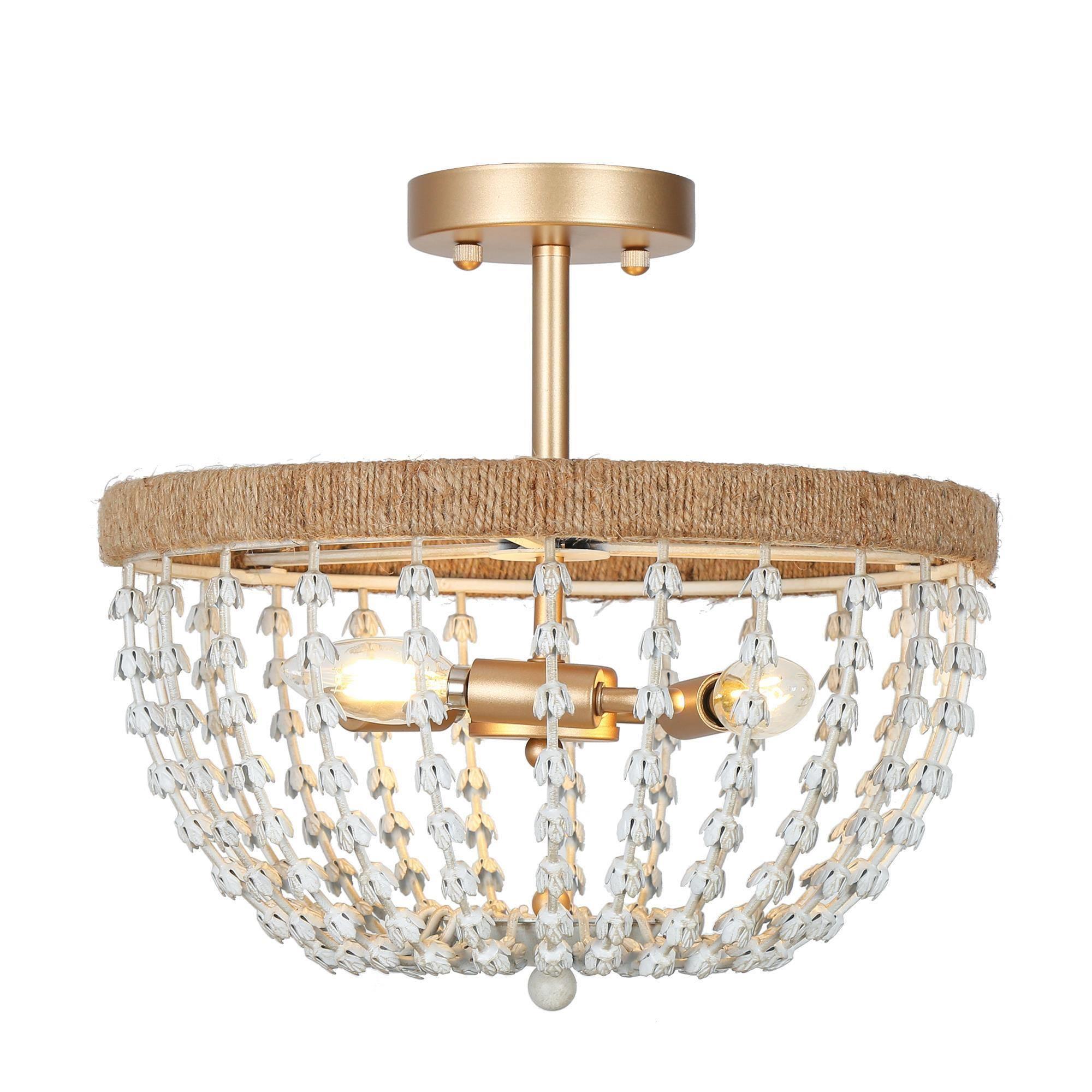 Uolfin 3-Light Brushed Gold Bohemian/Global LED Dry rated Chandelier in ...