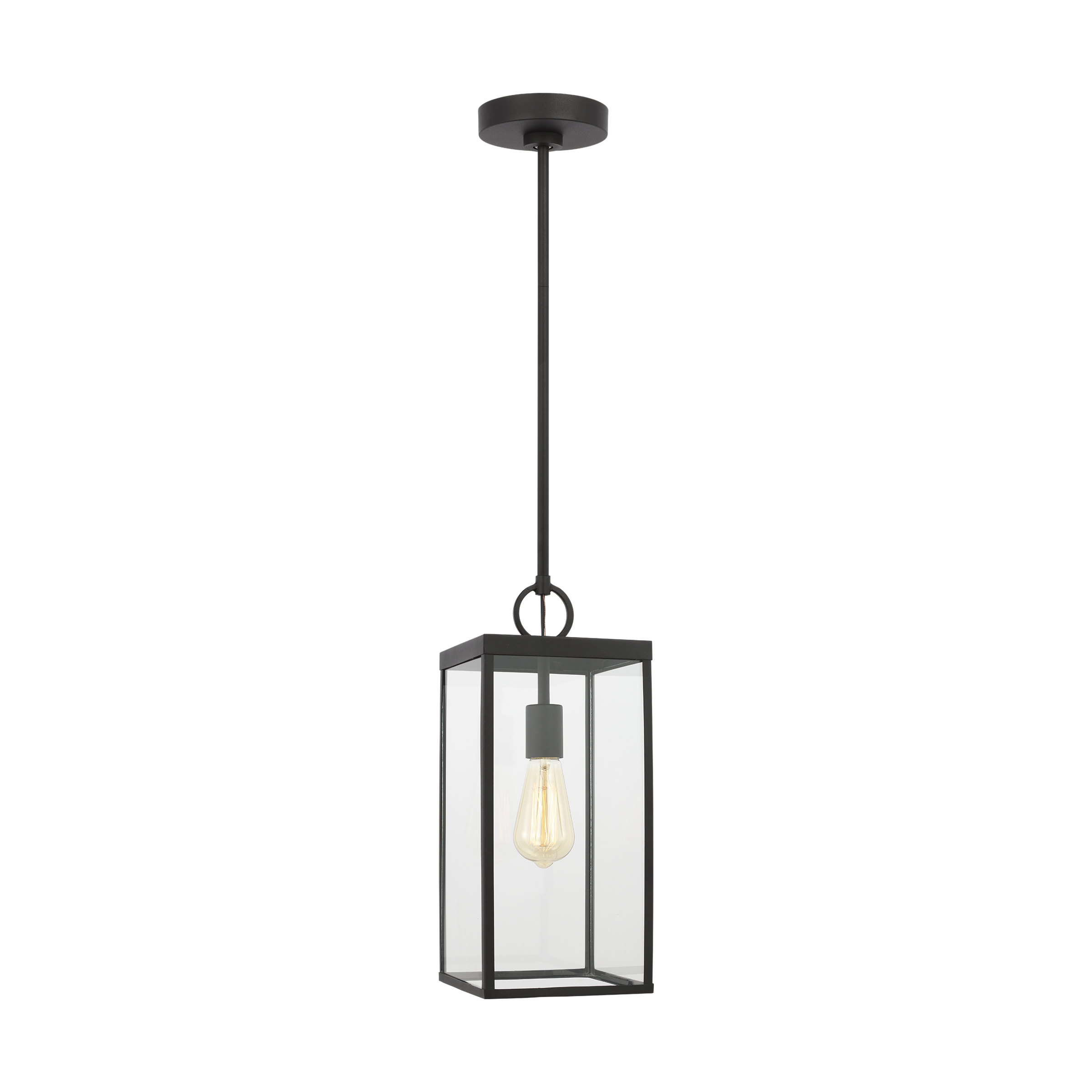Scott Living DJO1051TXB Howell Textured Black Modern/contemporary Clear glass Geometric Mini Hanging Pendant light