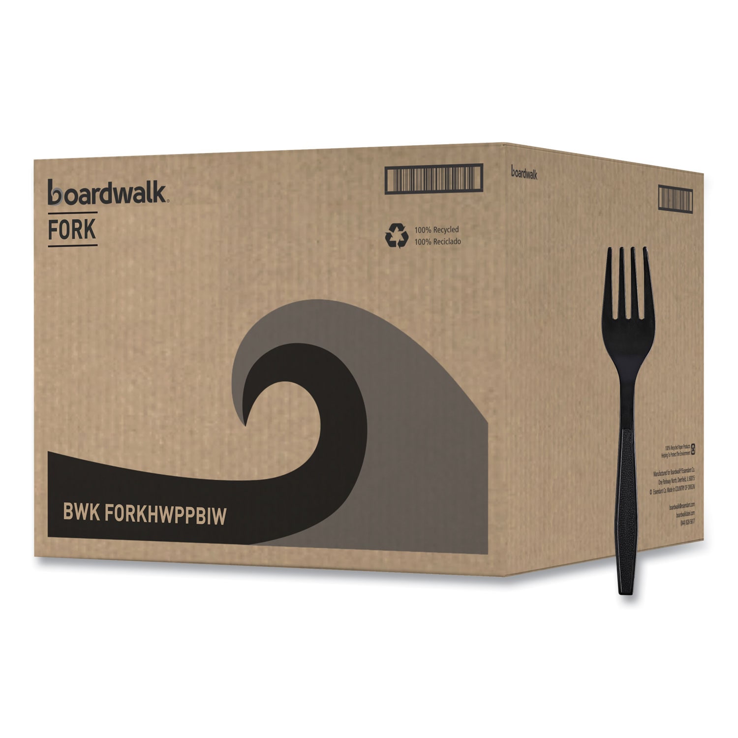 Boardwalk Heavyweight Wrapped Polypropylene Cutlery Fork Plastic Black 1000/Carton #ESNBWKFORKHWPPBIW