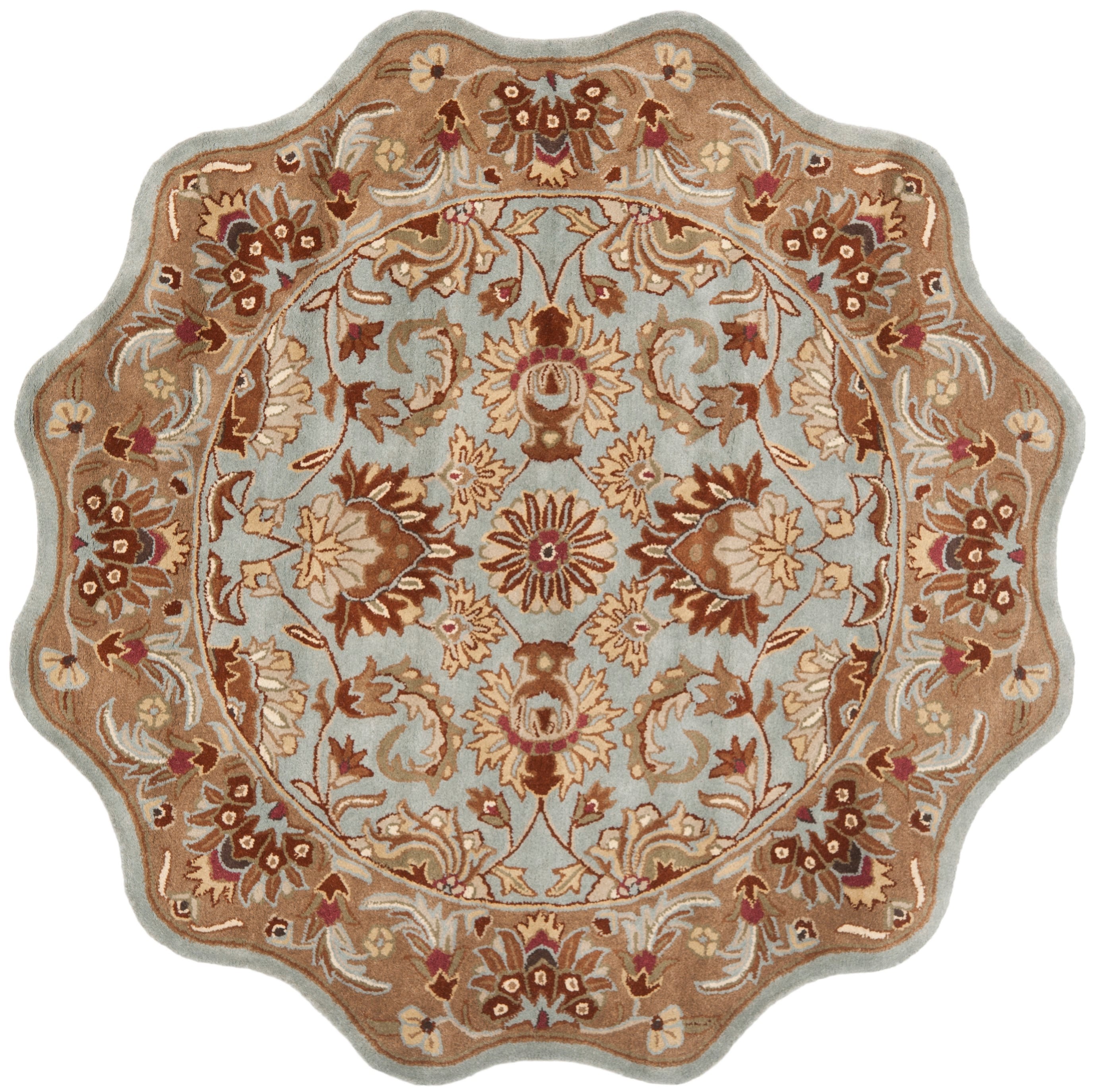 Heritage Elegance 6' Blue Round Hand-Tufted Wool Area Rug