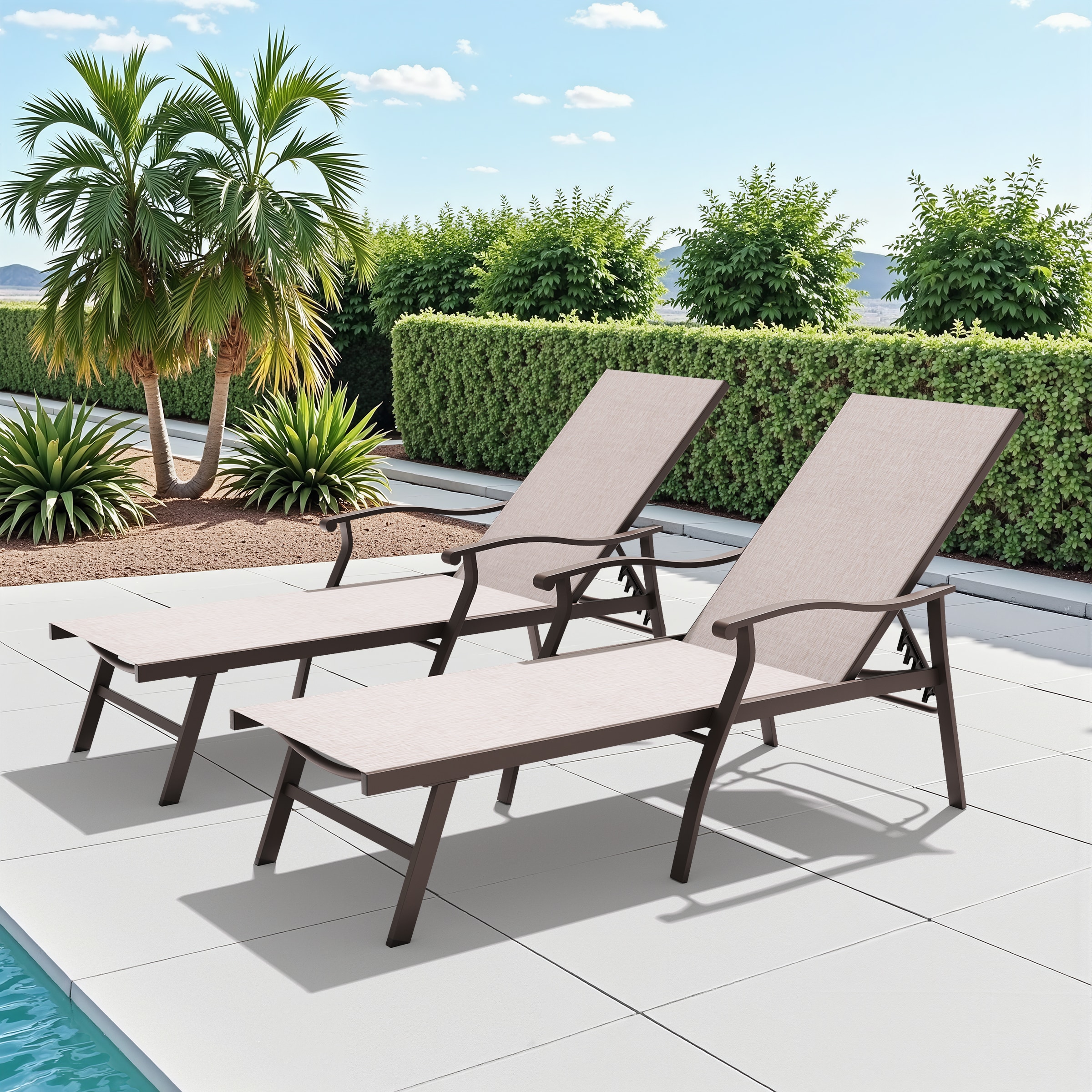 Crestlive Products Aluminum Frame Stationary Chaise Lounge Chair with Textilene Sling Seat