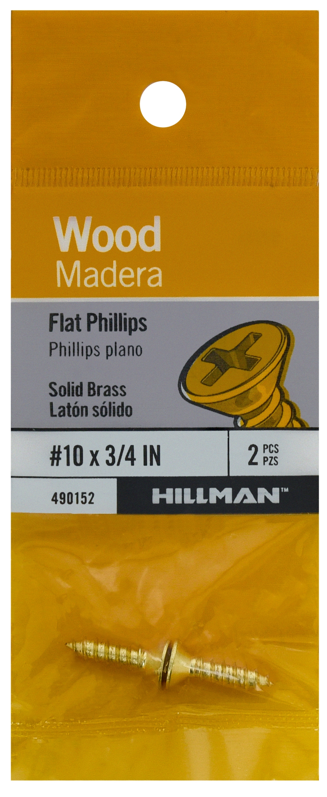 Hillman 490152 #10 x 3/4-in Brass Interior Wood screws ( 2 -Per Box )