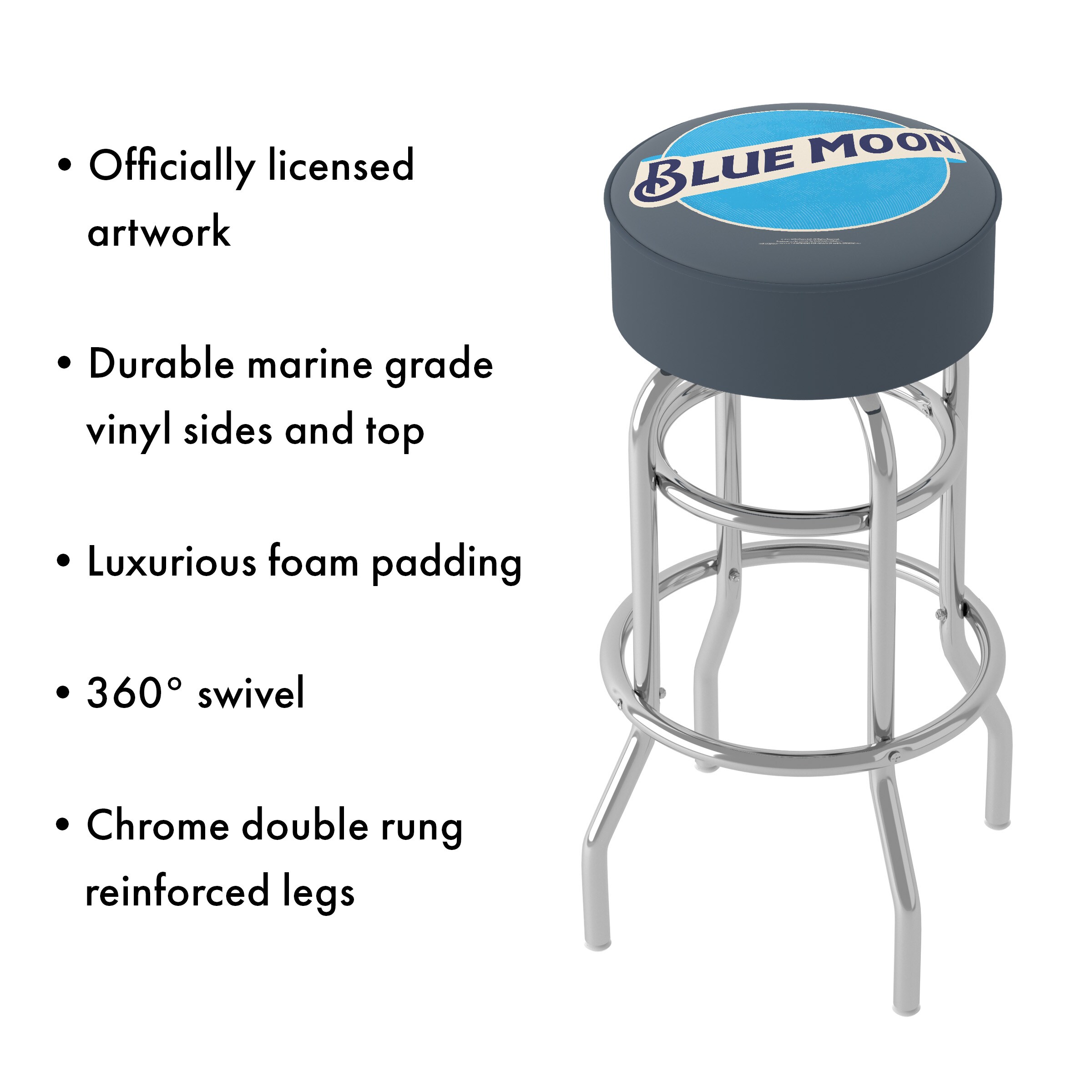 Blue Moon 31" Backless Swivel Metal Bar Stool with Padded Seat