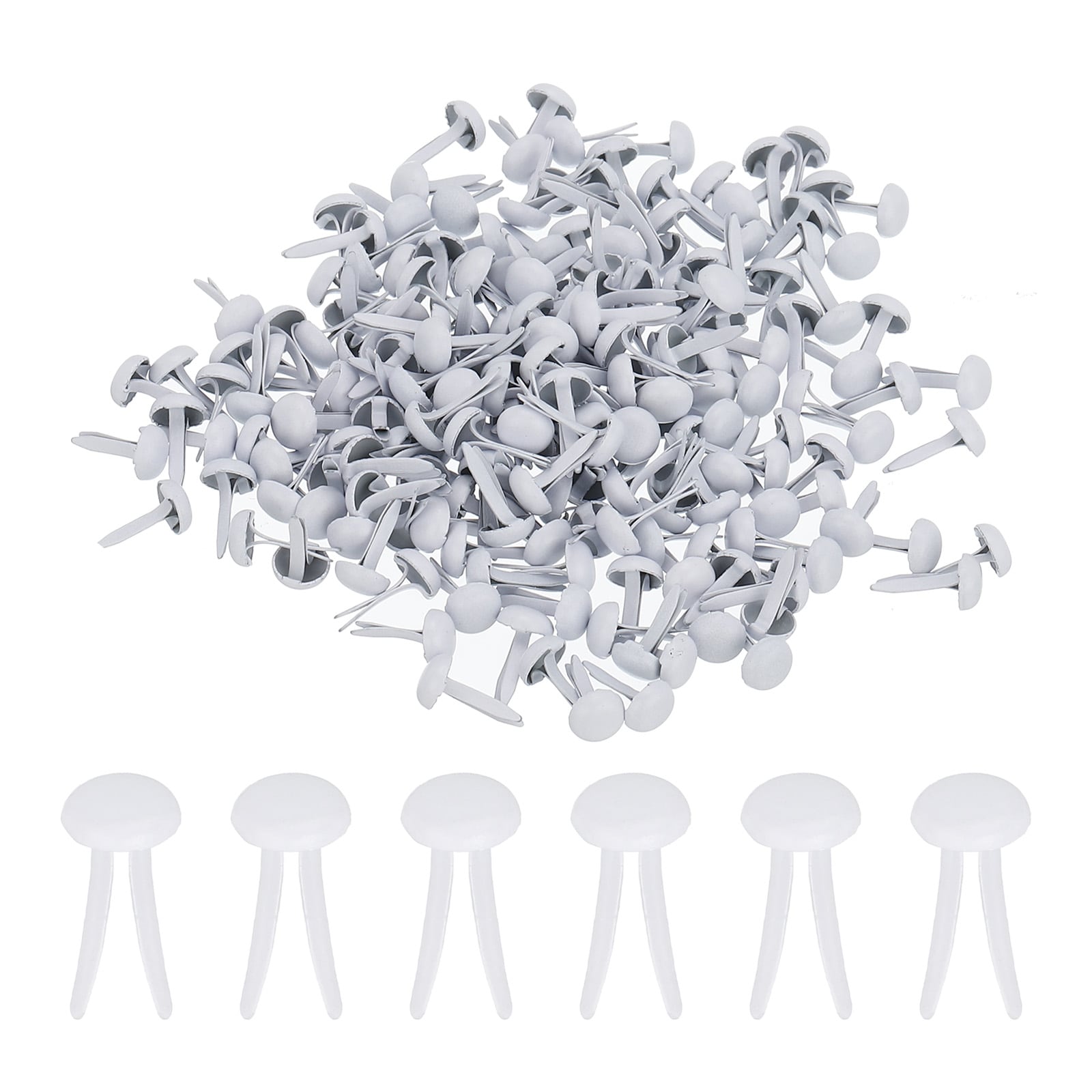 PATIKIL 200pcs Paper Brass Fasteners Split Pins Pastel Mini Metal Brads Round Head Plated Fastener for Craft Art Scrapbooking DIY Supplies White 4.5 x 8mm