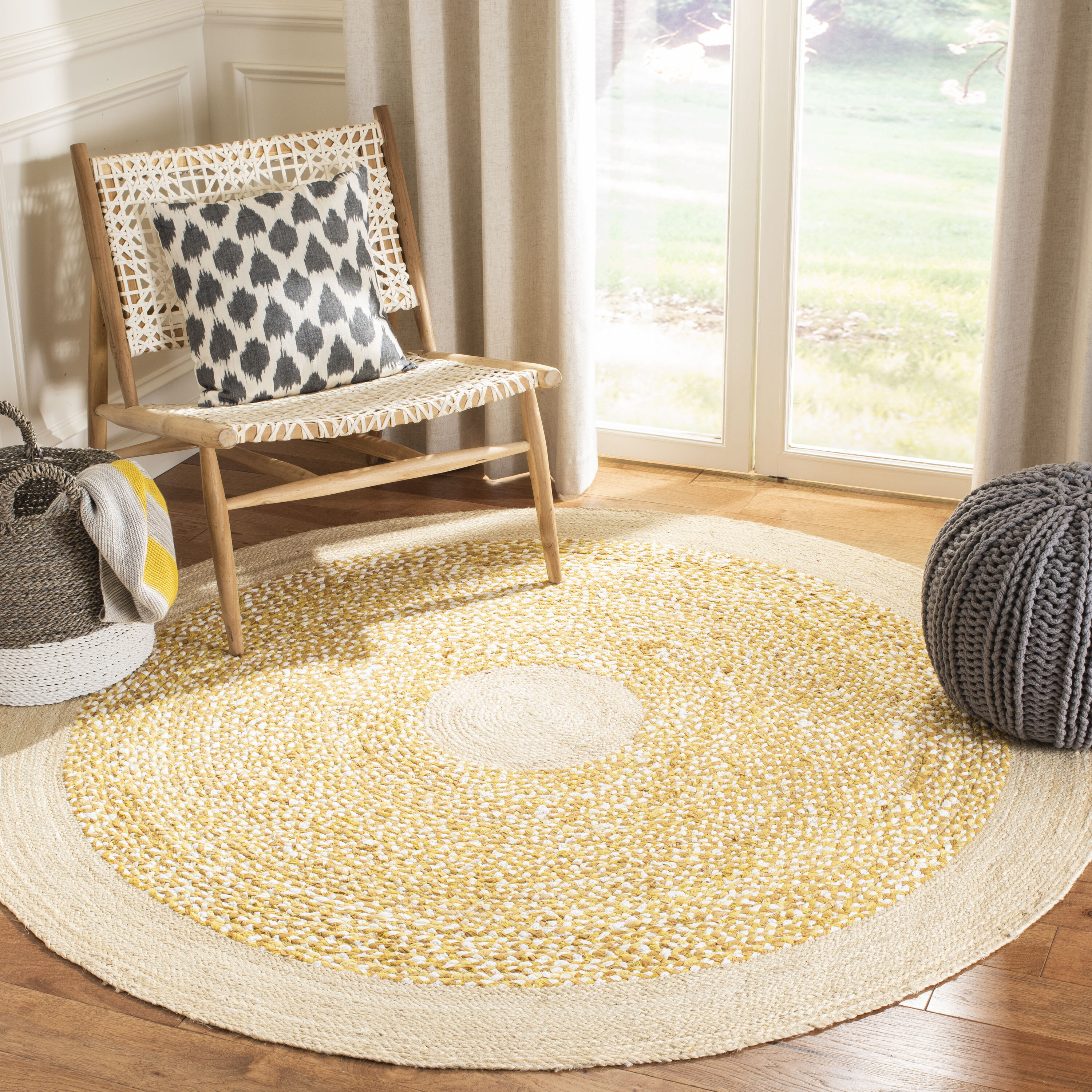  Cape Cod 210 Gold/Natural Bohemian 6ft x 6ft Round Rug