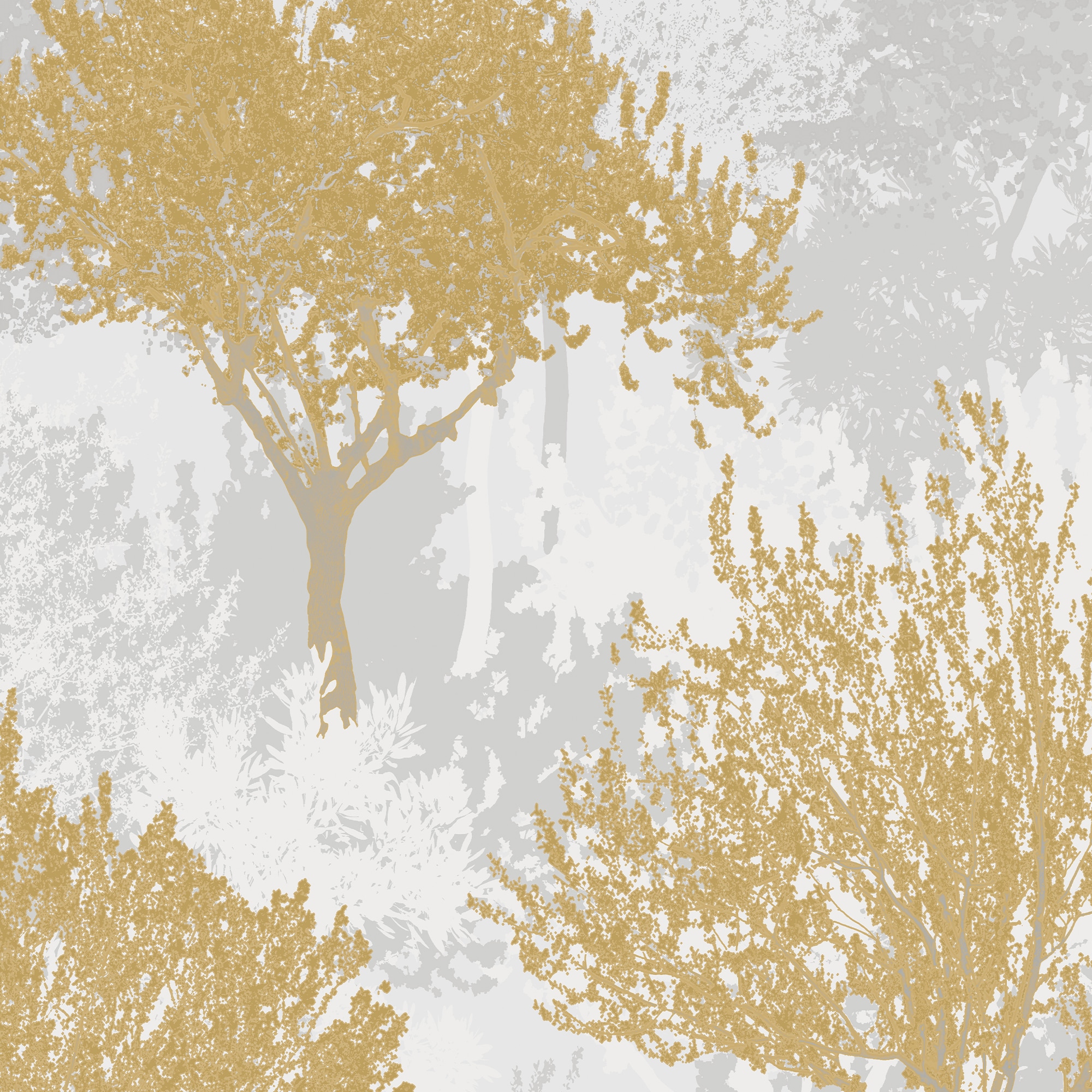 Mustard and Gray Non-Woven Removable Wallpaper