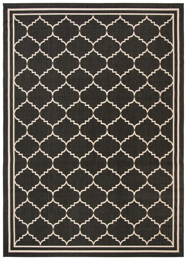 Safavieh CY6889-26-8 Courtyard Tarn 8 x 11 (ft) Loomed Polypropylene Black/Creme Rectangular Indoor/Outdoor Trellis Area rug